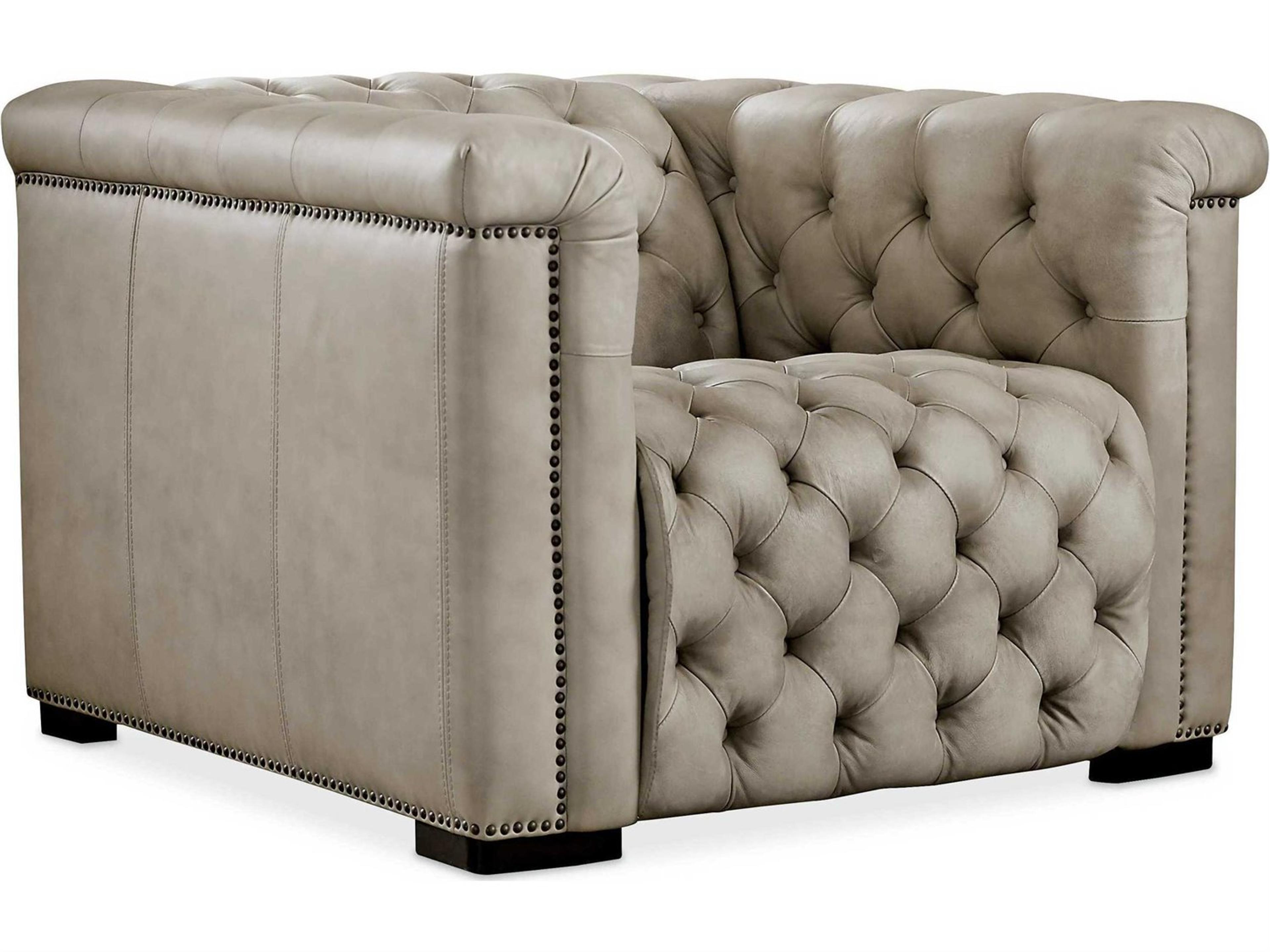 Savion Grandier Power Giovanni Taupe Dark Wood Beige Leather Tufted Recliner with Headrest