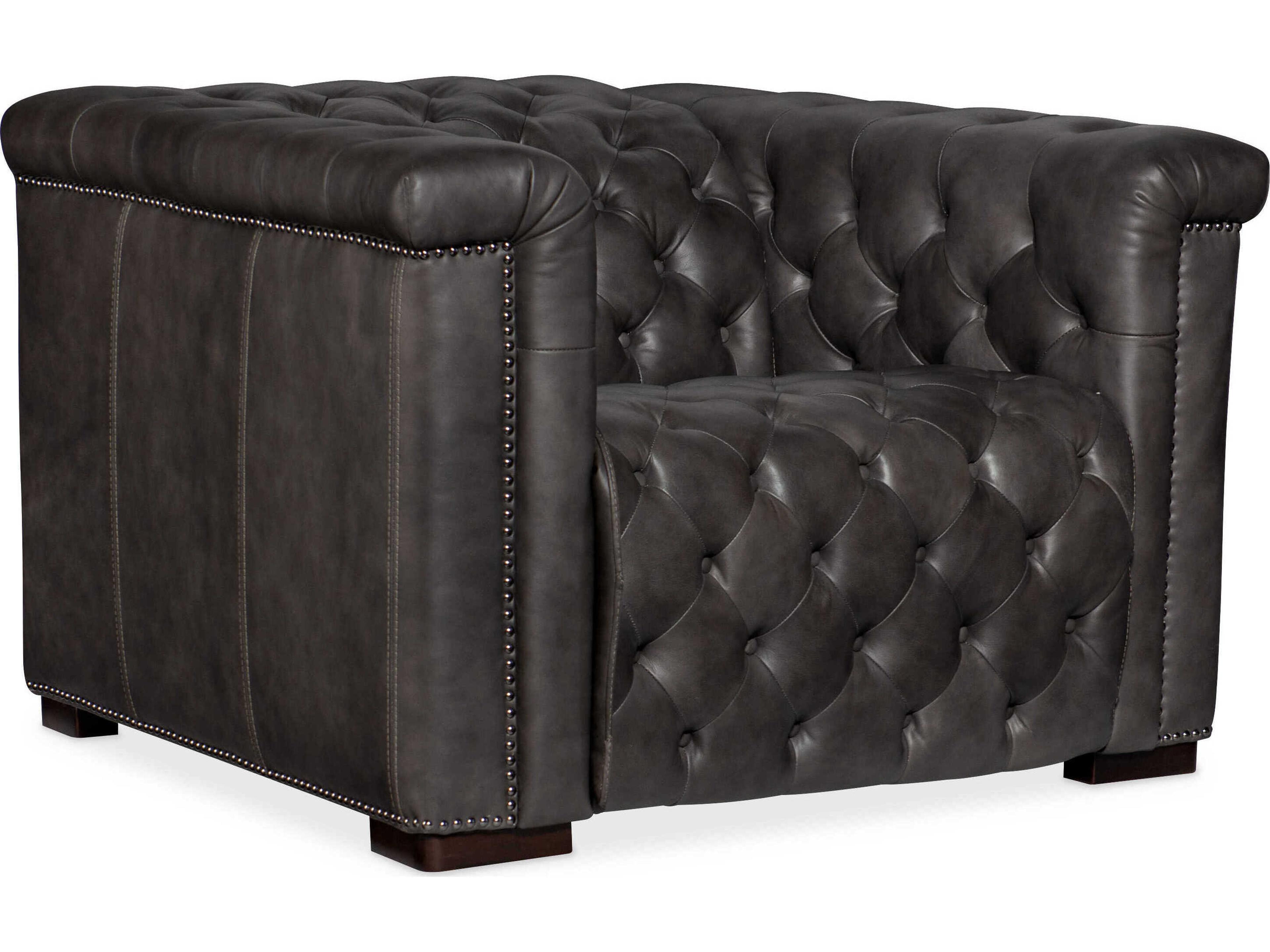 Ms Dark Wood Gray Leather Recliner