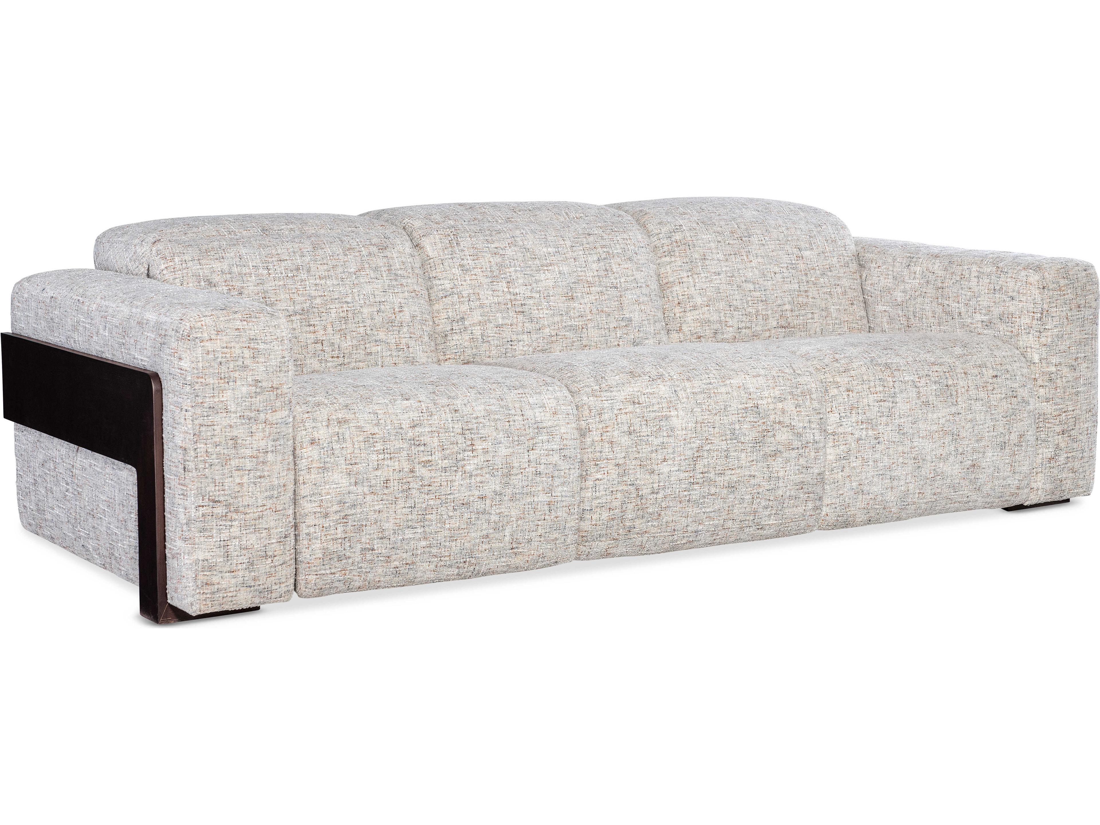 Ms Ebony Ed Wood Banding Gray Upholstered Sofa