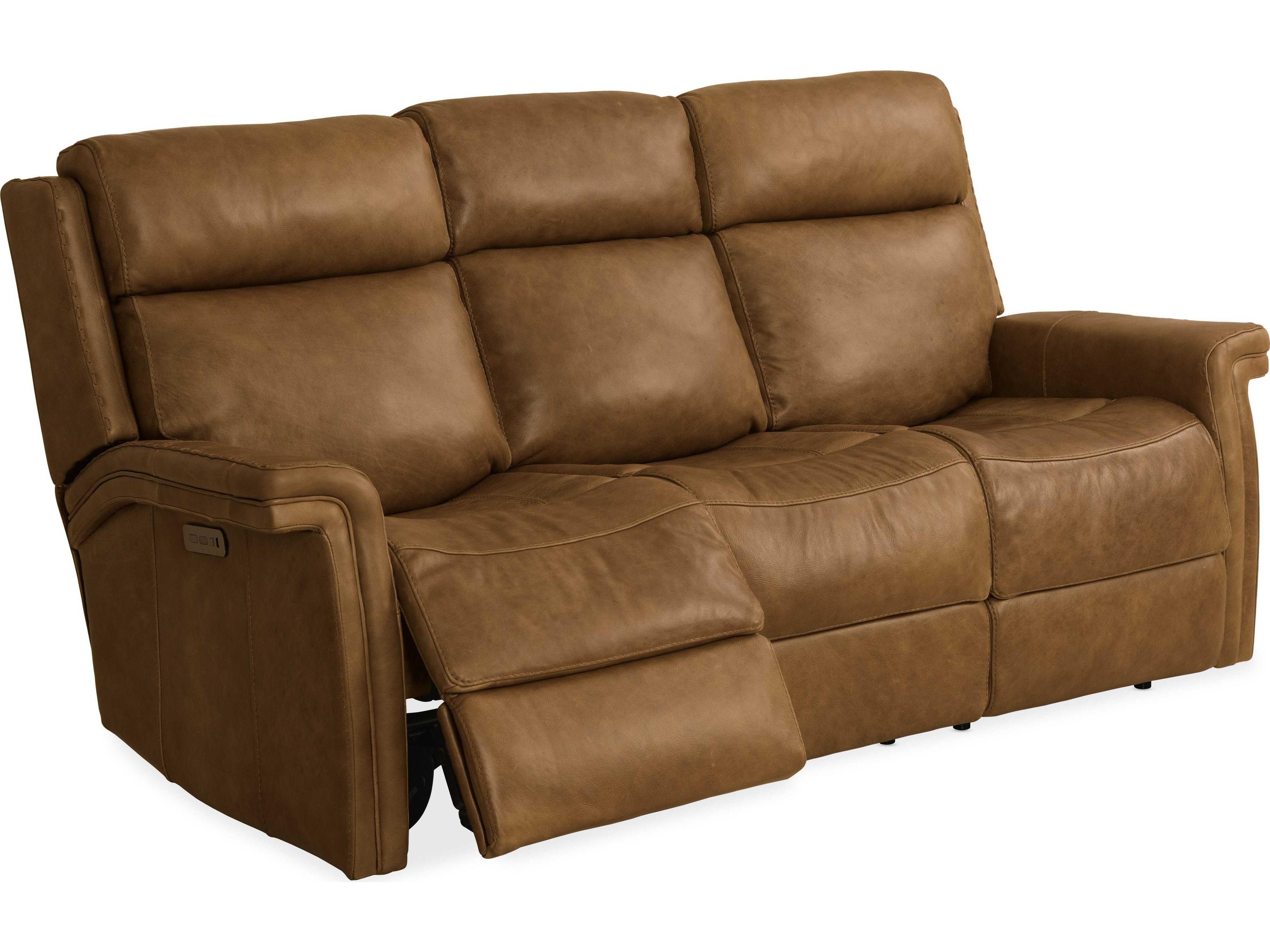Luxecor Poise Venerando Latte Brown Leather Sofa with Power Headrest