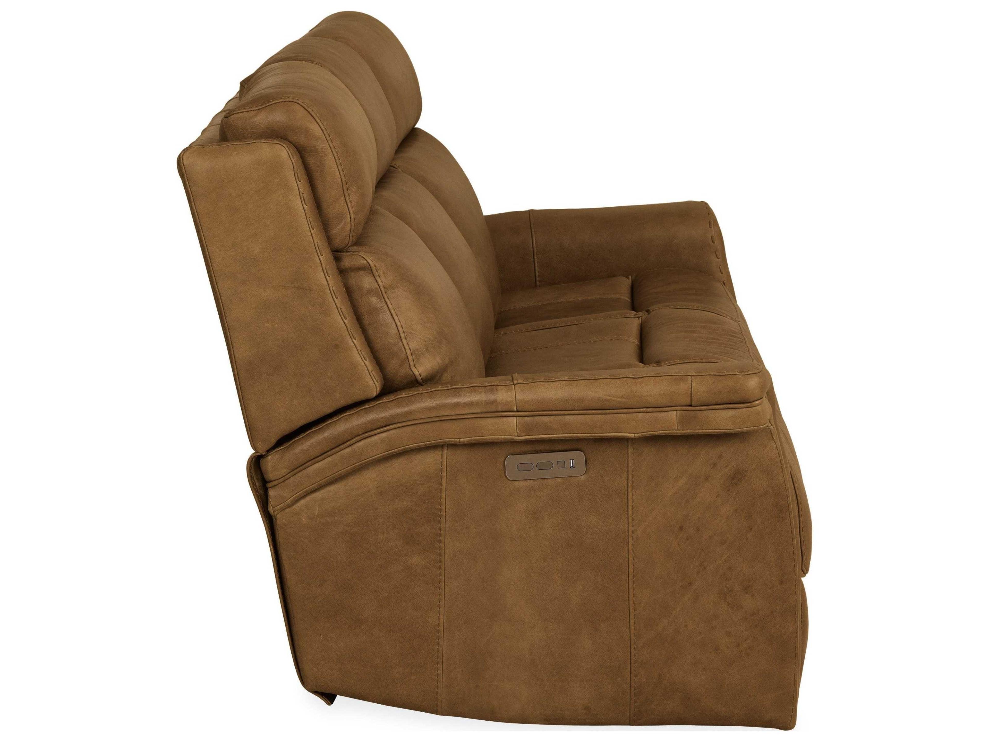 Luxecor Poise Venerando Latte Brown Leather Sofa with Power Headrest