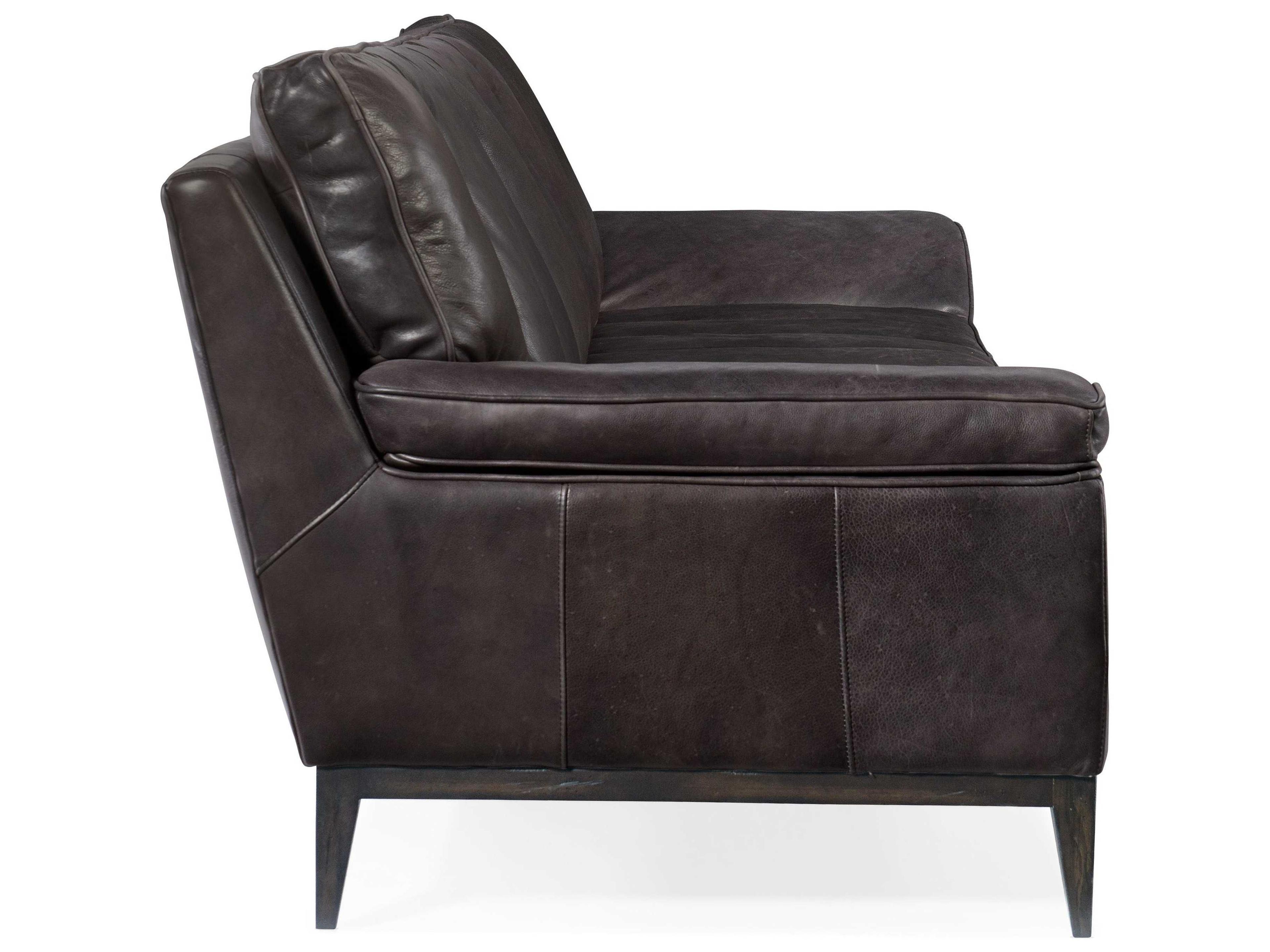 Luxecor Kandor Dark Wood Gray Leather Sofa