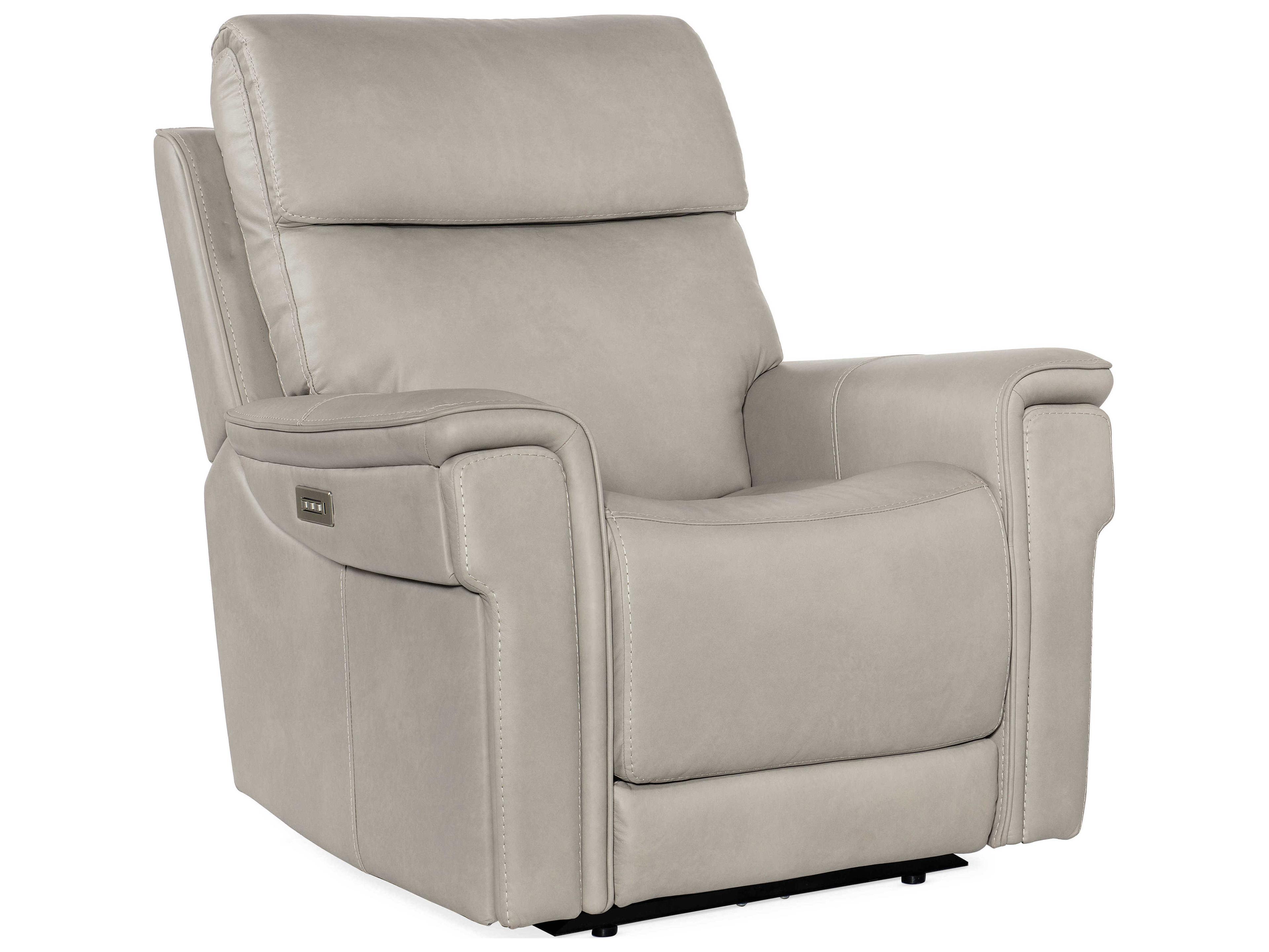 Lyra Zero Gravity Power Sahara Ash Gray Leather Recliner with Headrest