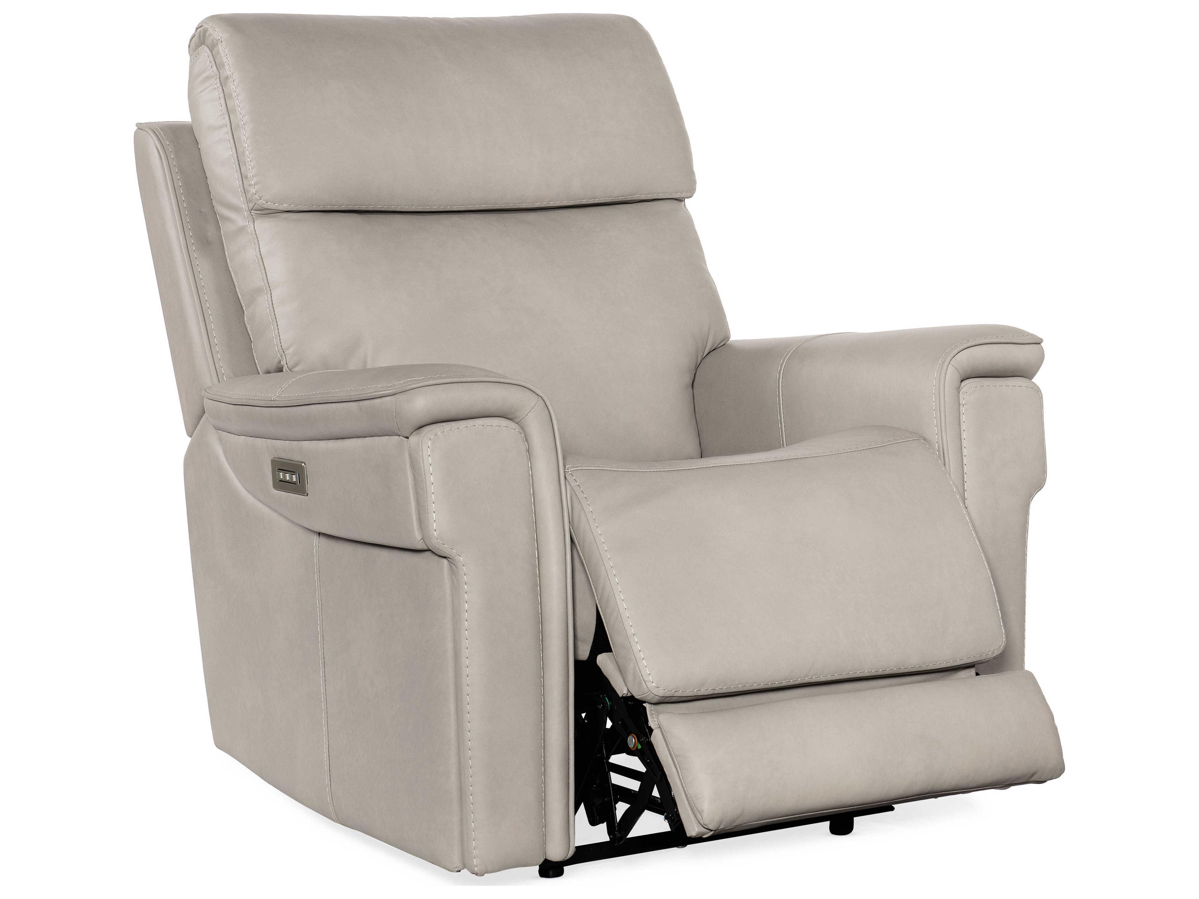 Hooker Furniture Lyra Zero Gravity Power Sahara Ash Gray Leather Recliner with Headrest