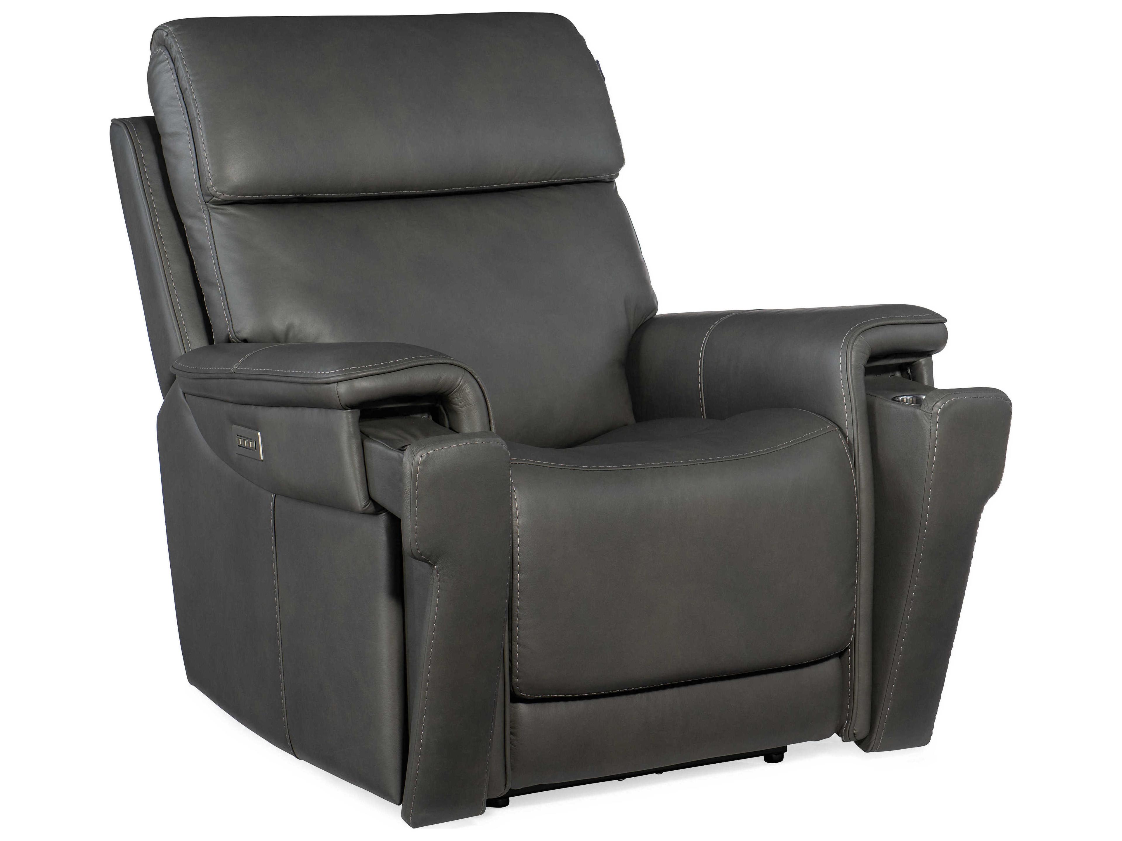 Hooker Furniture Lyra Zero Gravity Power Sahara Dorian Gray Leather Recliner with Headrest