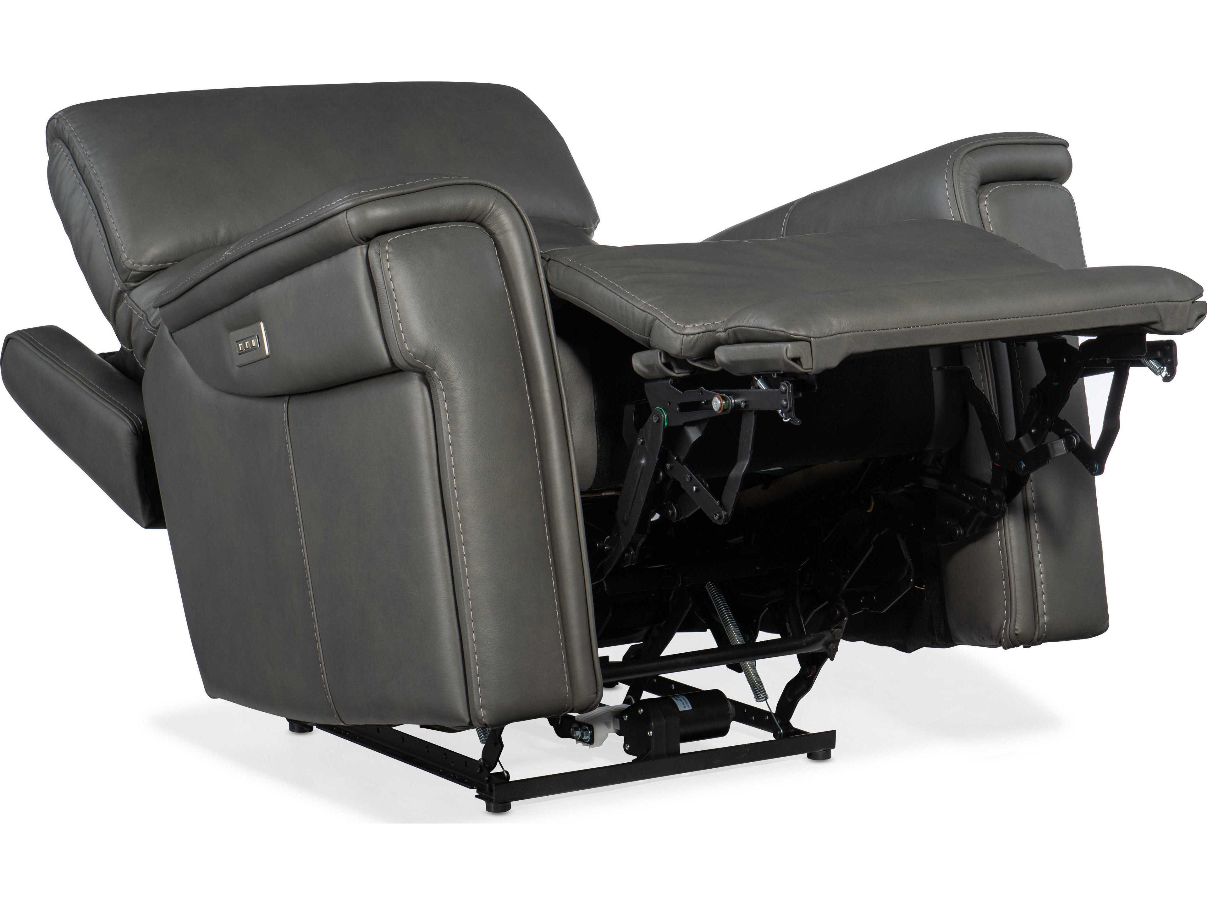 Hooker Furniture Lyra Zero Gravity Power Sahara Dorian Gray Leather Recliner with Headrest