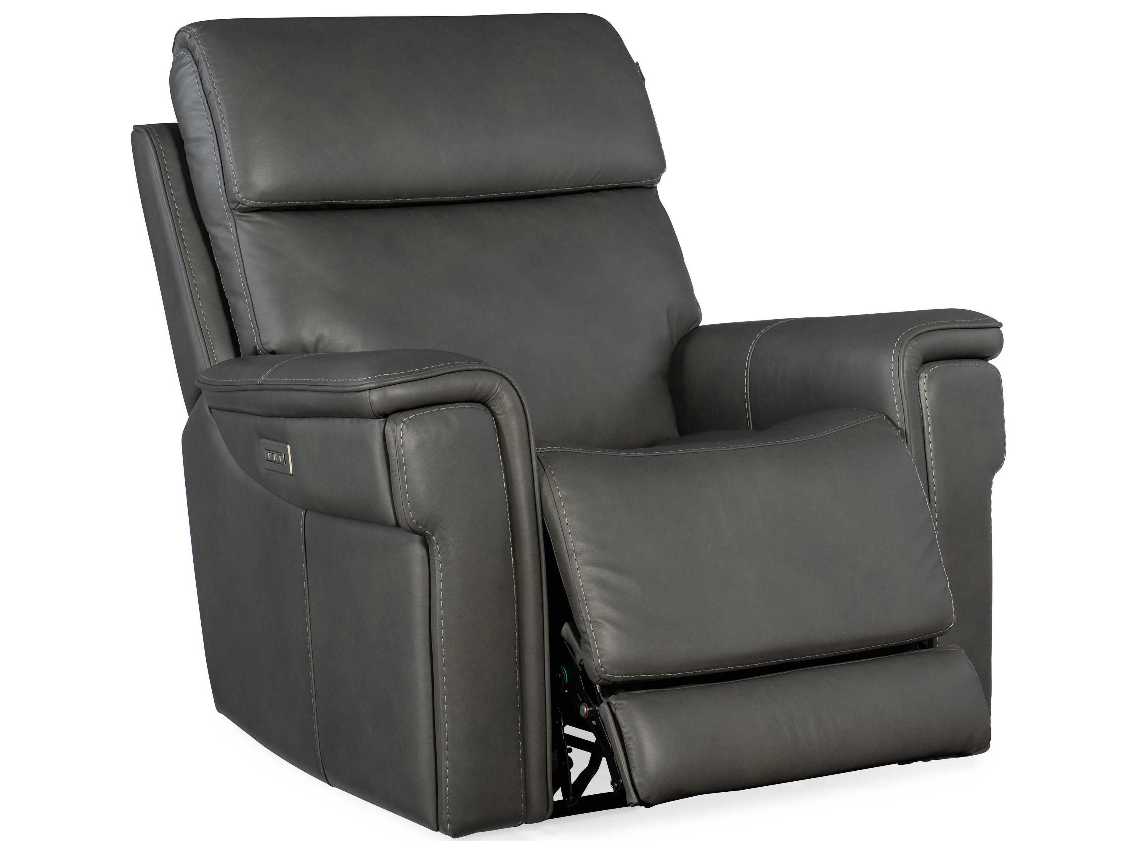 Hooker Furniture Lyra Zero Gravity Power Sahara Dorian Gray Leather Recliner with Headrest