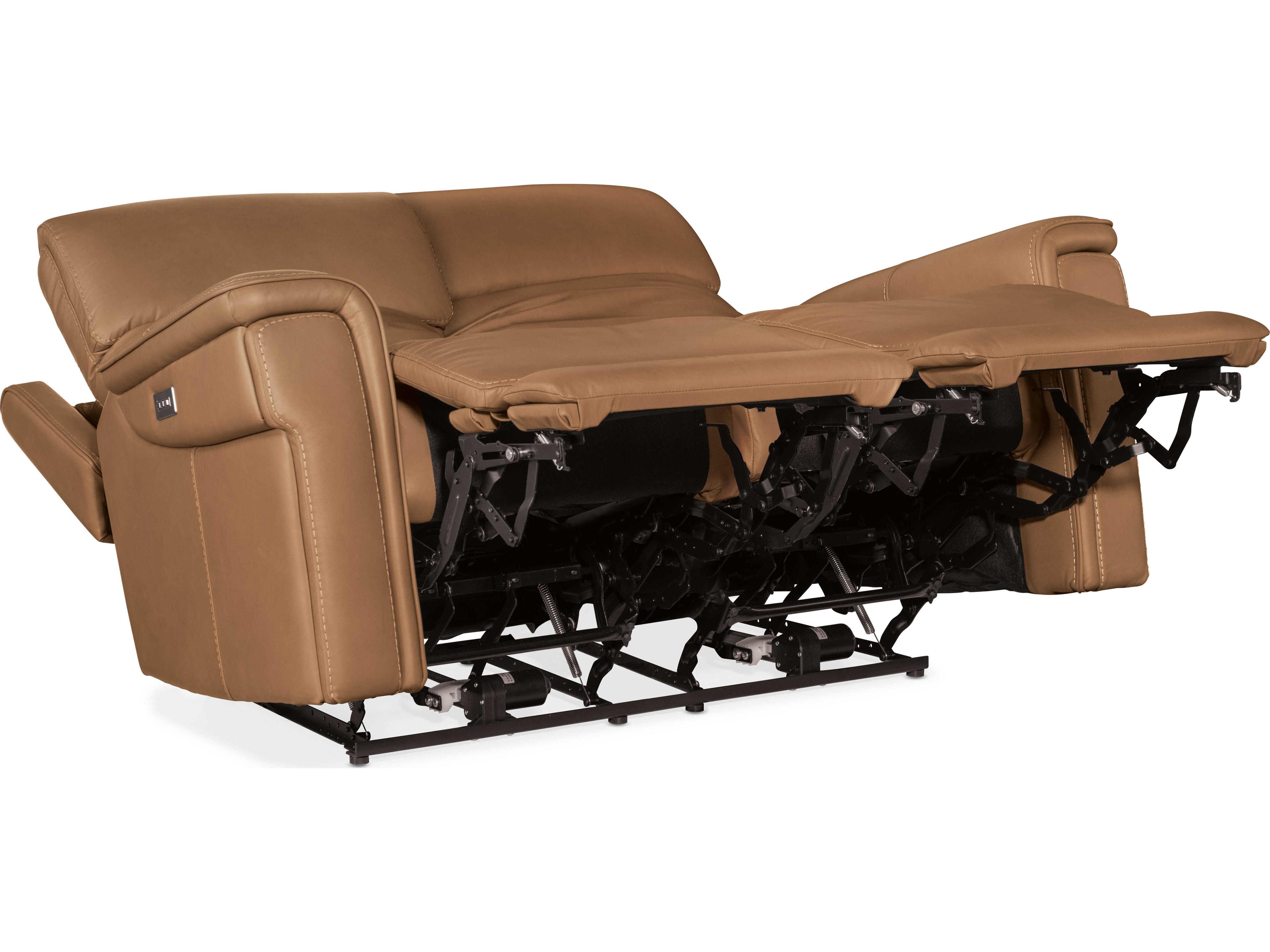 Hooker Furniture Lyra Zero Gravity Power Sahara Sandalwood Brown Leather Loveseat with Headrest