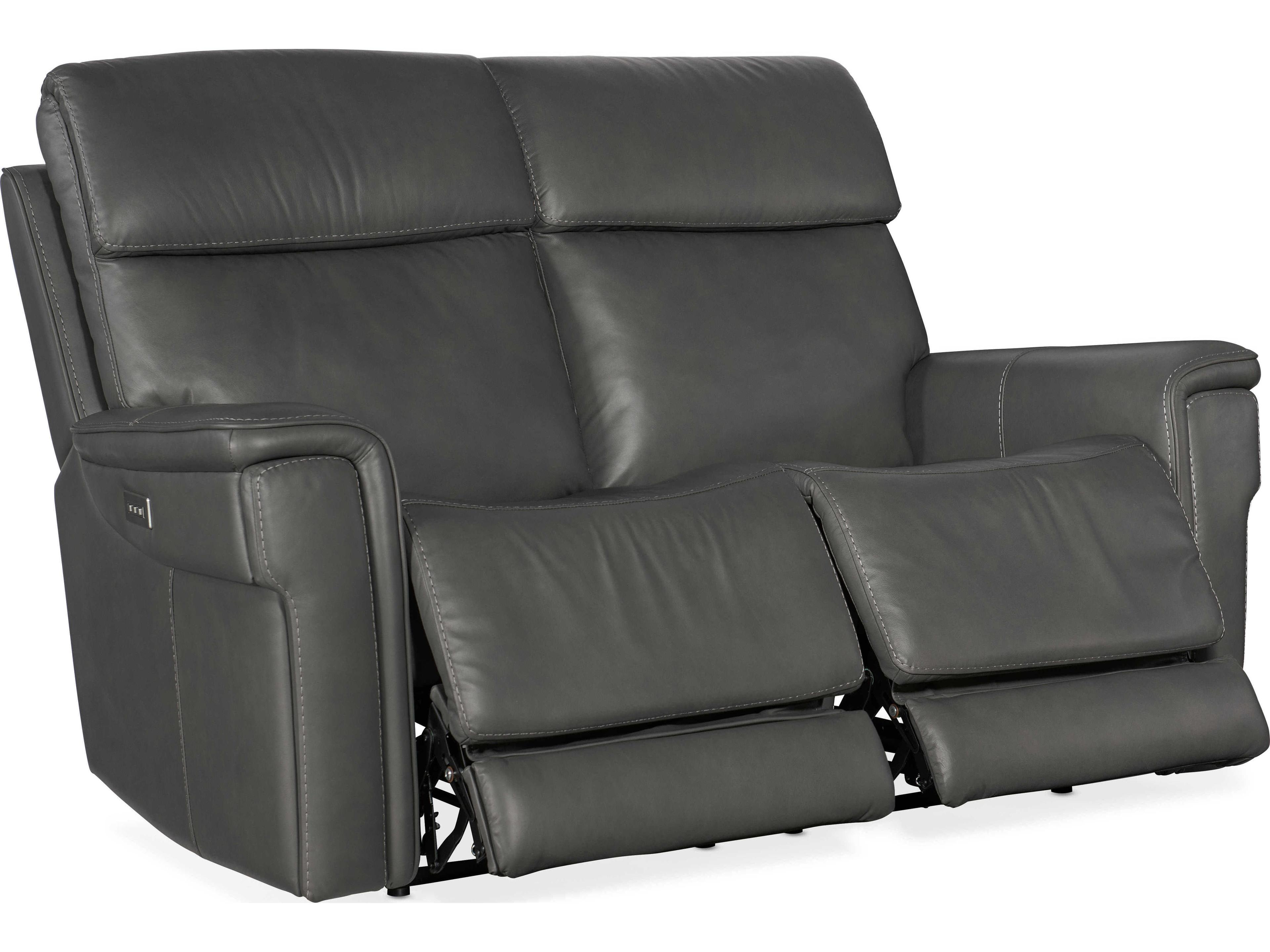Hooker Furniture Lyra Zero Gravity Power Sahara Dorian Gray Leather Loveseat with Headrest