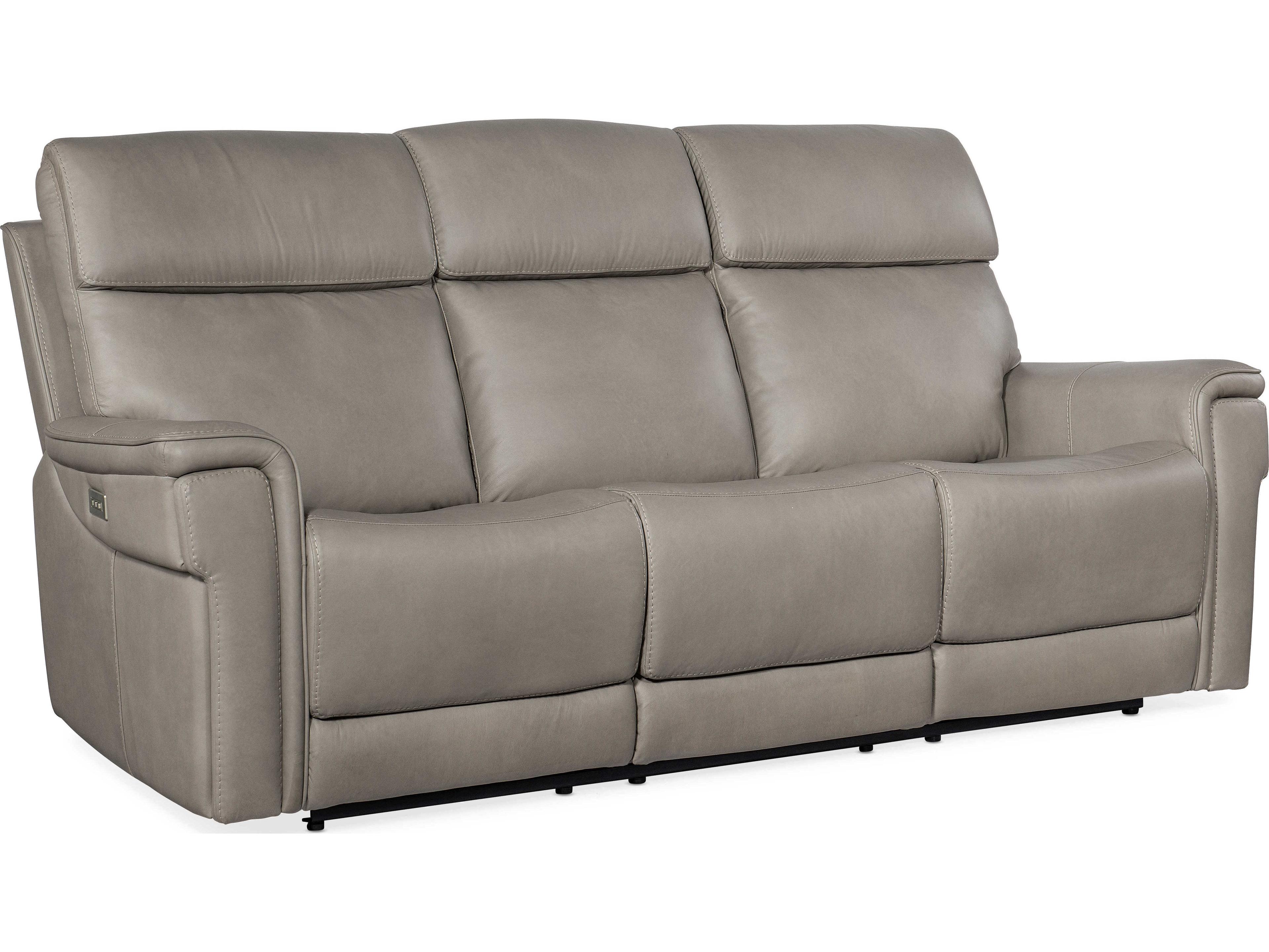 Lyra Zero Gravity Power Sahara Ash Gray Leather Sofa with Headrest