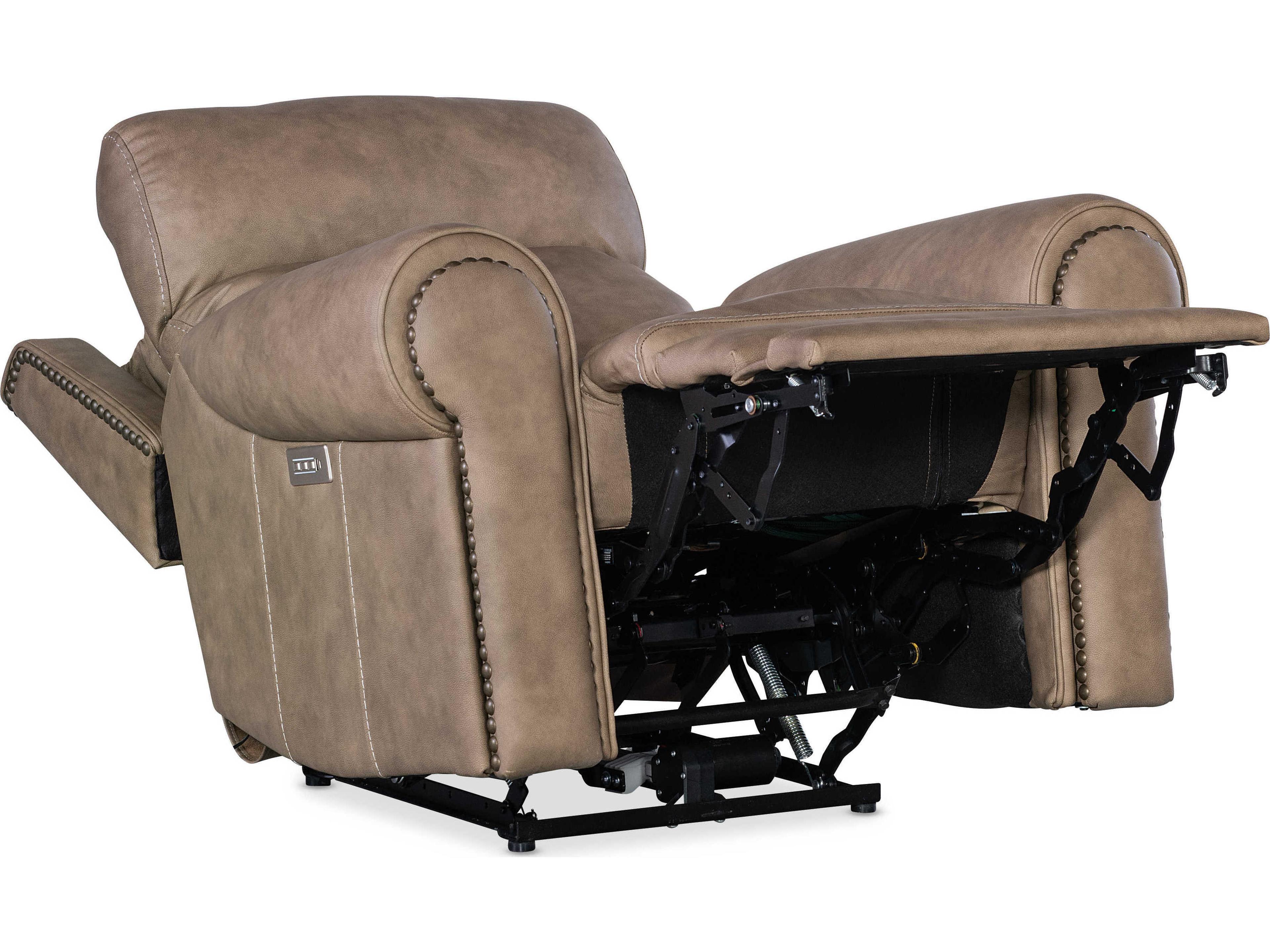 Hooker Furniture Duncan Power Kalahari Camel Brown Leather Recliner with Headrest & Lumbar