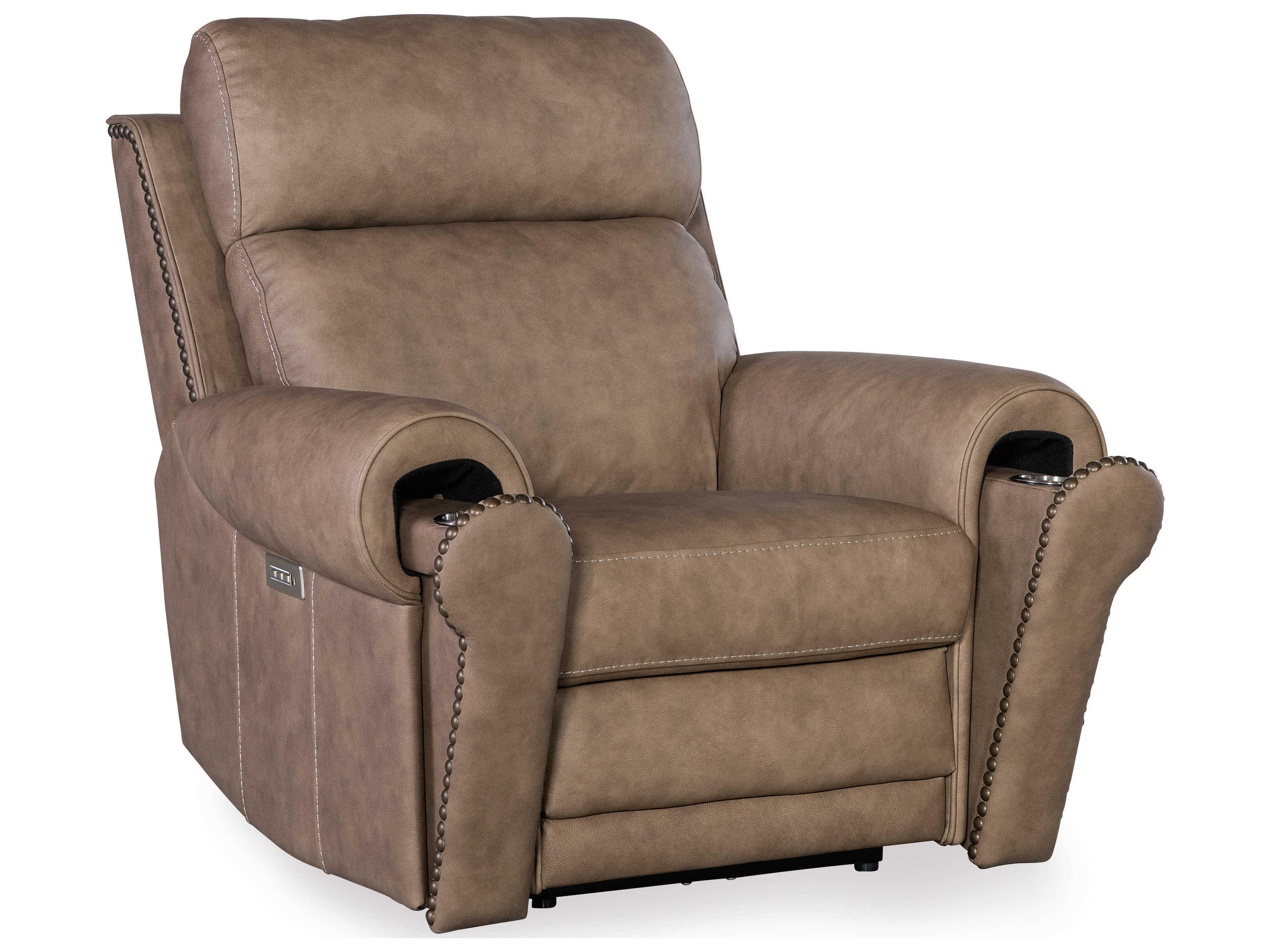 Hooker Furniture Duncan Power Kalahari Camel Brown Leather Recliner with Headrest & Lumbar