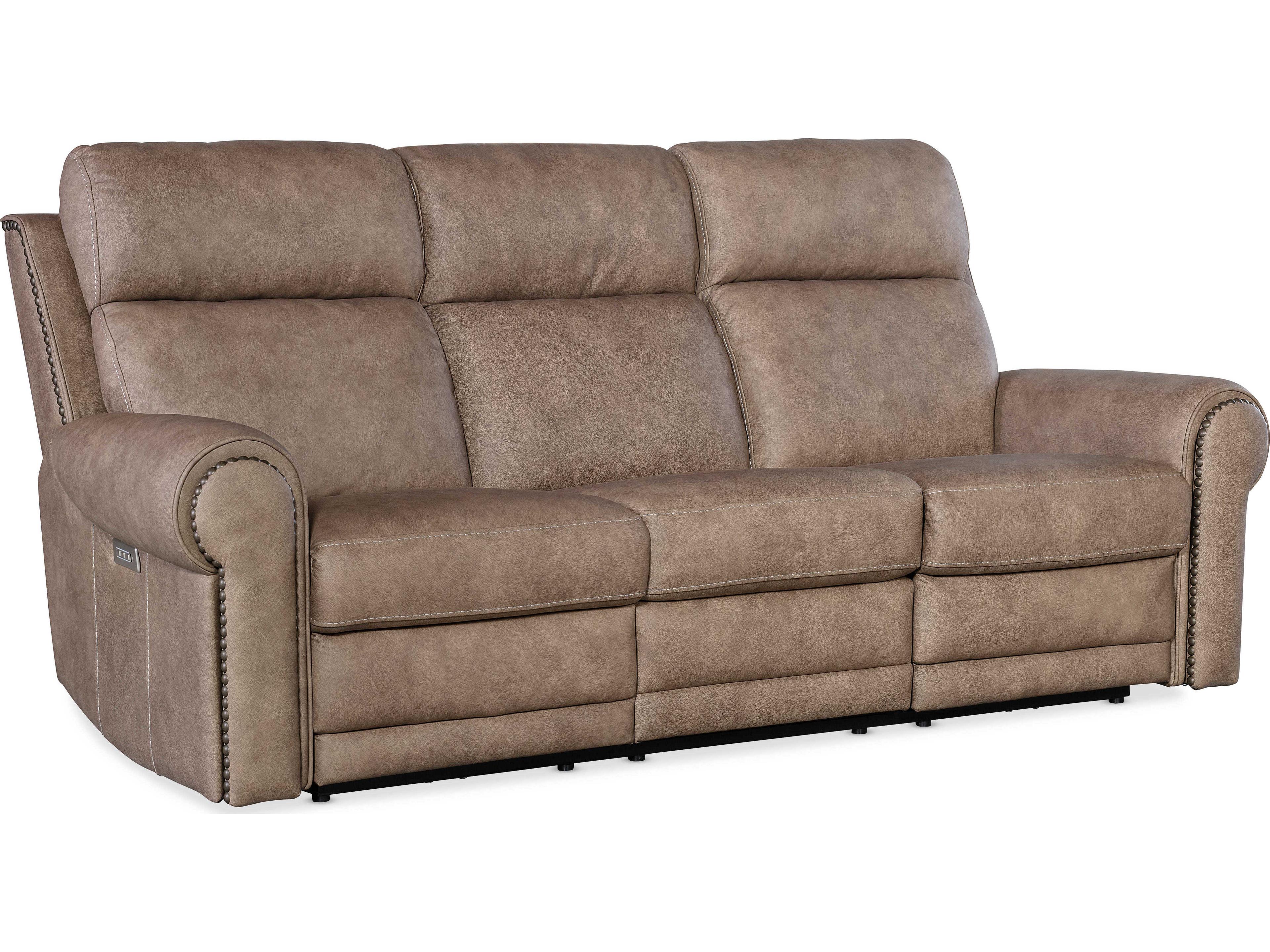 Duncan Power Kalahari Camel Brown Leather Sofa with Headrest & Lumbar