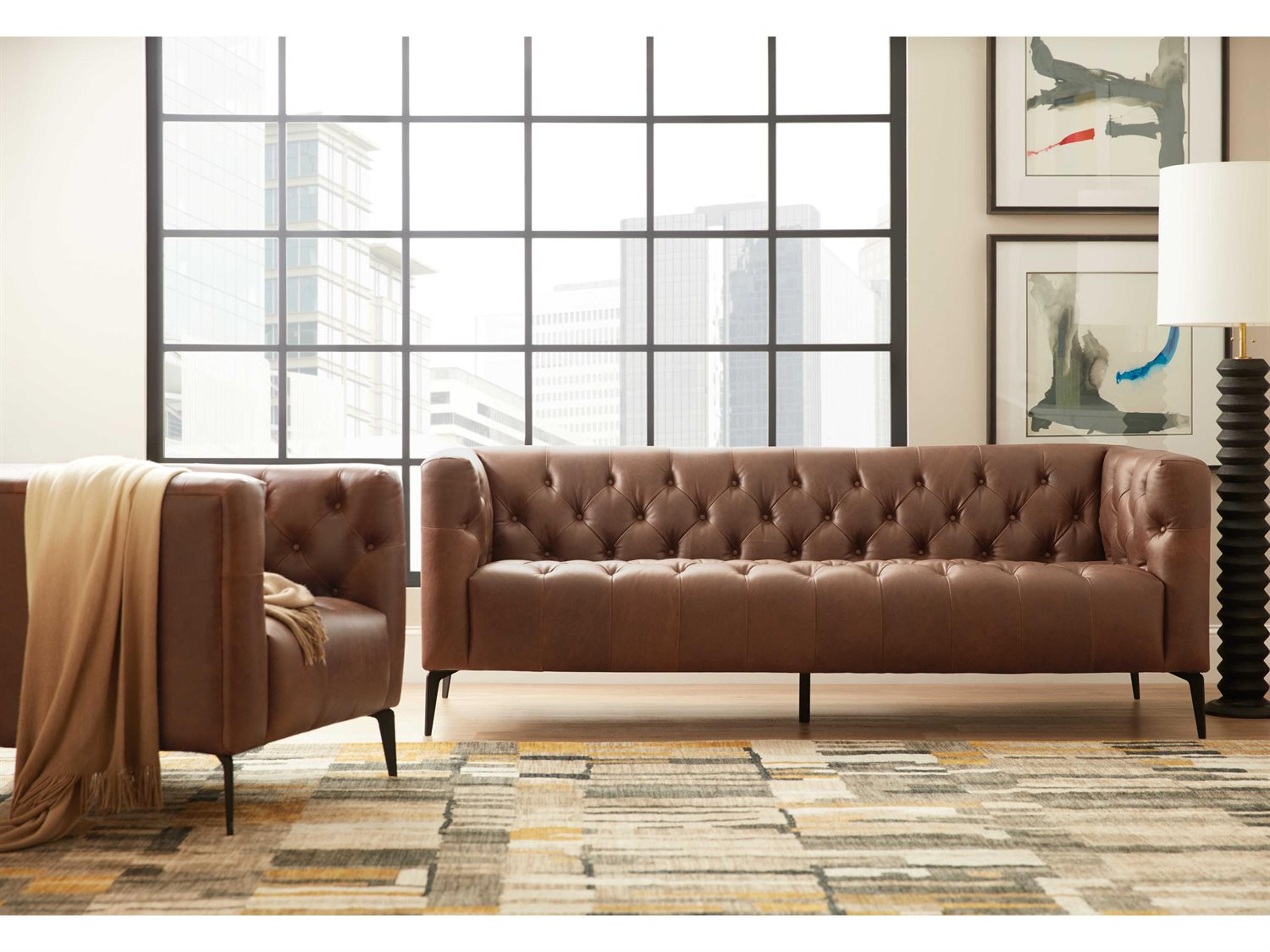 Hooker Furniture Nicolla Brown Leather Tufted Accent Chair