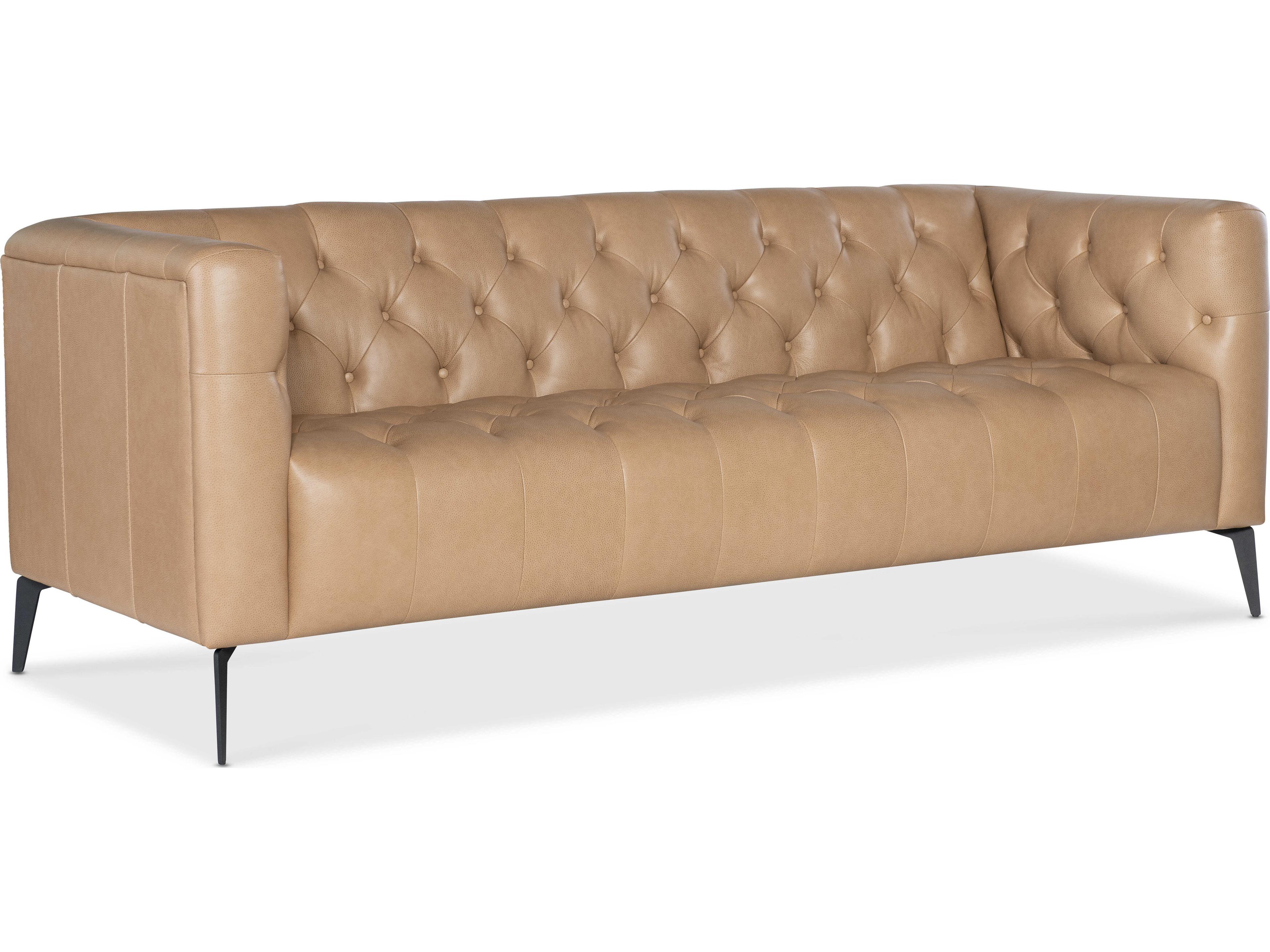 Ss Tall Matte Black Metal Tapered Legs Brown Leather Sofa