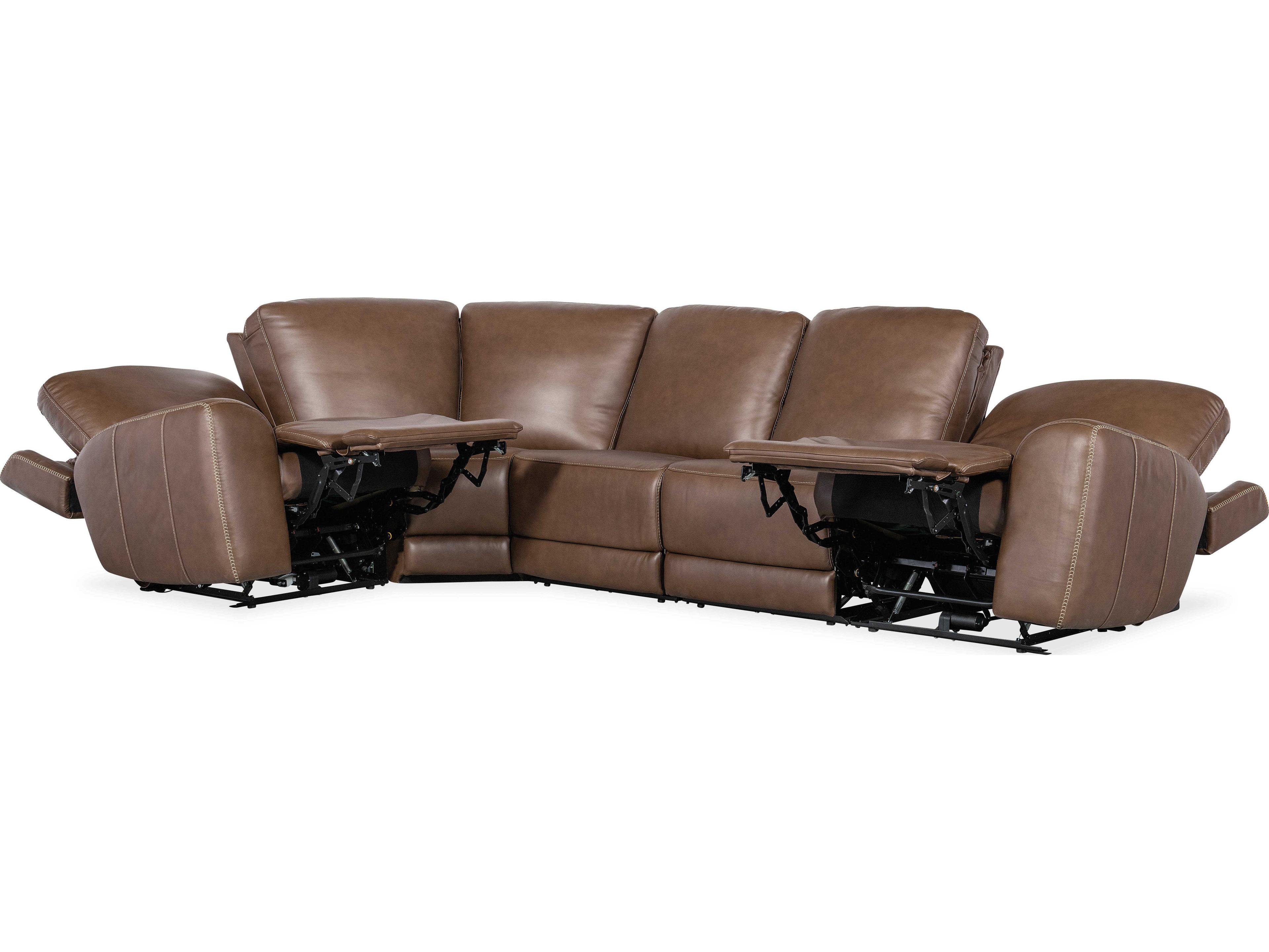 Hooker Furniture Torres Reclining 5 - Piece Brown Leather Sectional Sofa