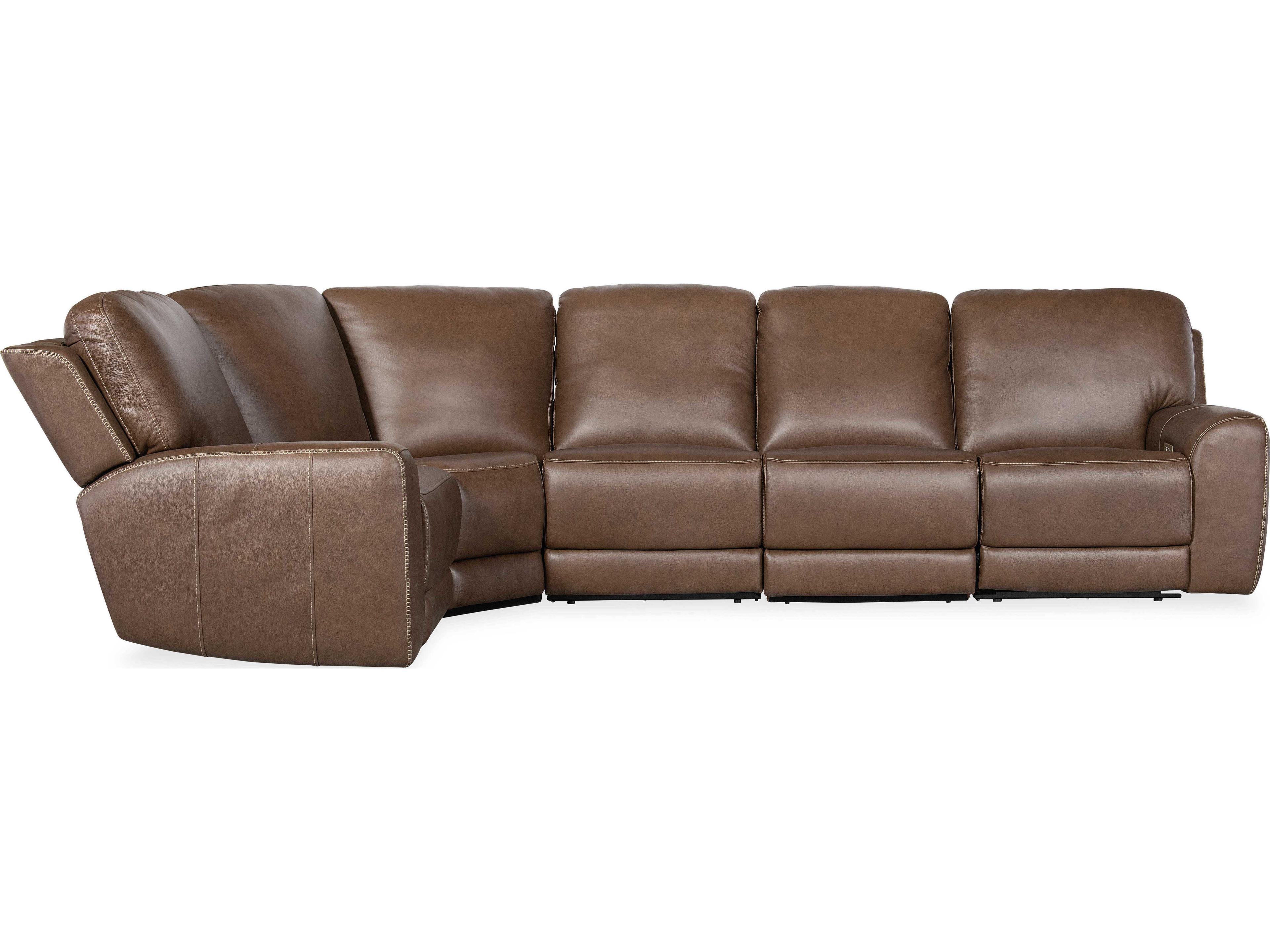 Hooker Furniture Torres Reclining 5 - Piece Brown Leather Sectional Sofa