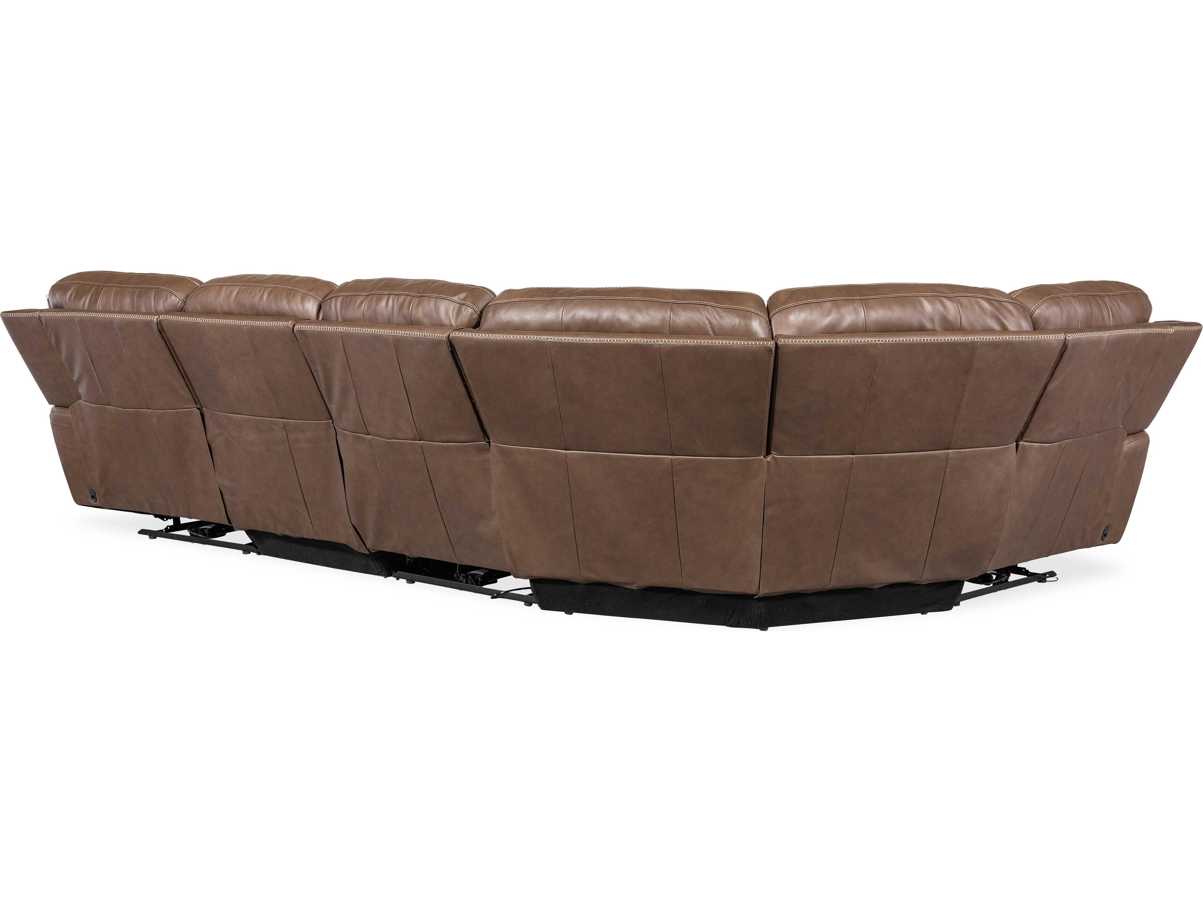 Hooker Furniture Torres Reclining 5 - Piece Brown Leather Sectional Sofa