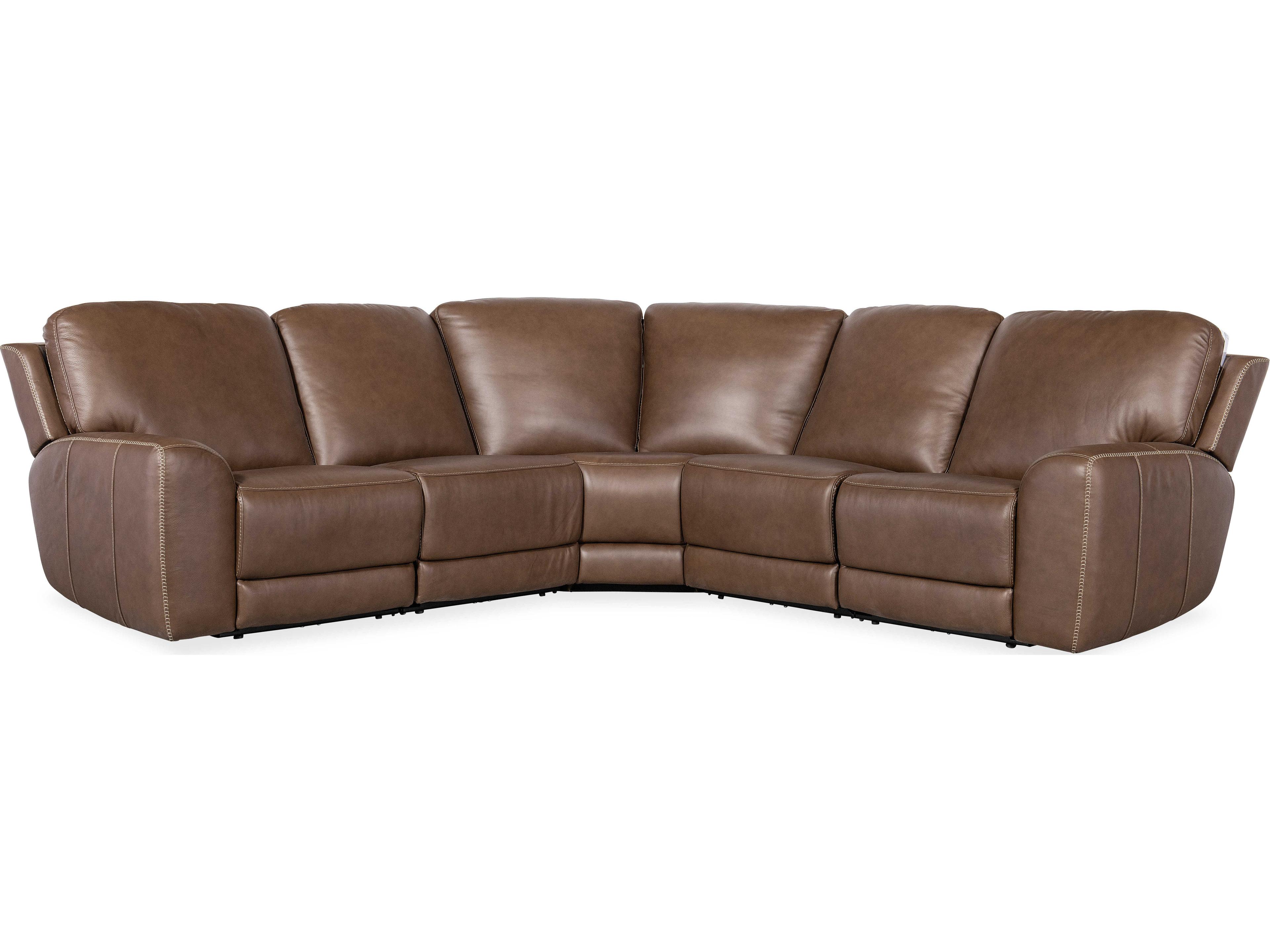 Torres Reclining 5 - Piece Brown Leather Sectional Sofa