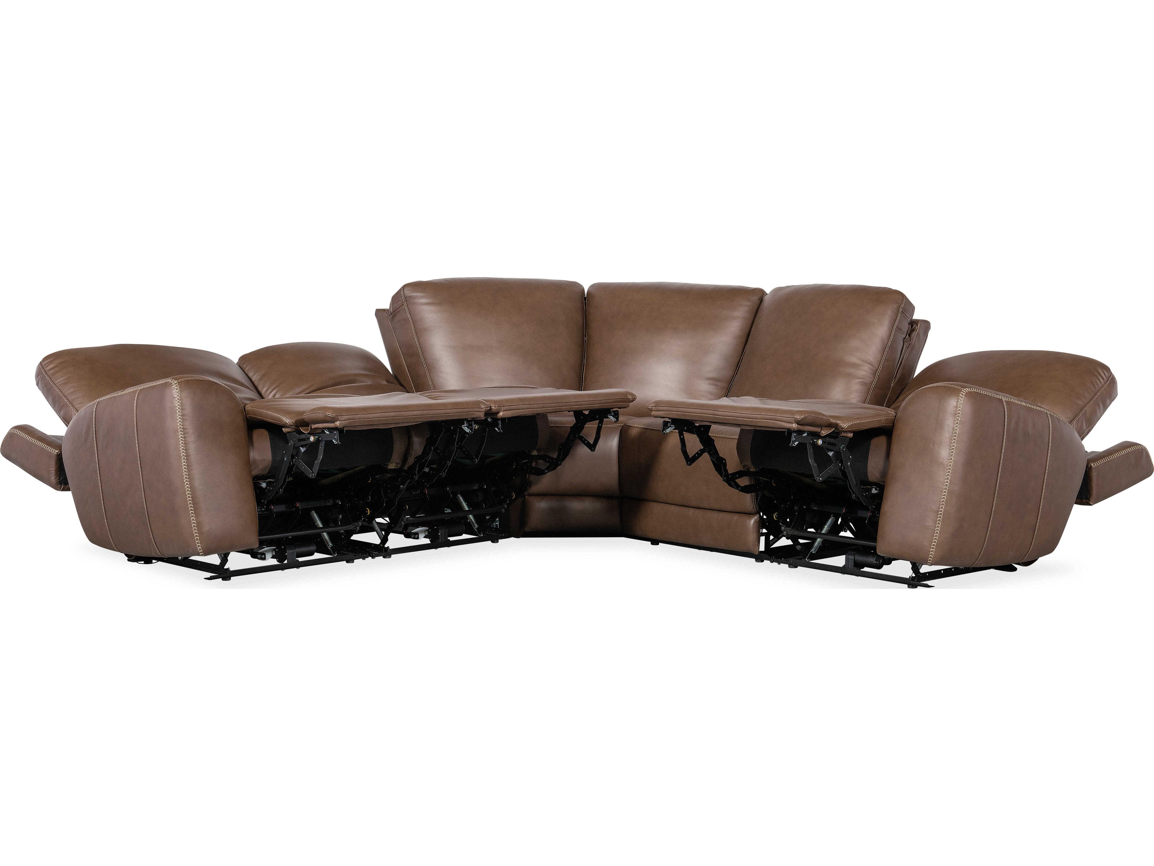 Hooker Furniture Torres Reclining 5 - Piece Brown Leather Sectional Sofa