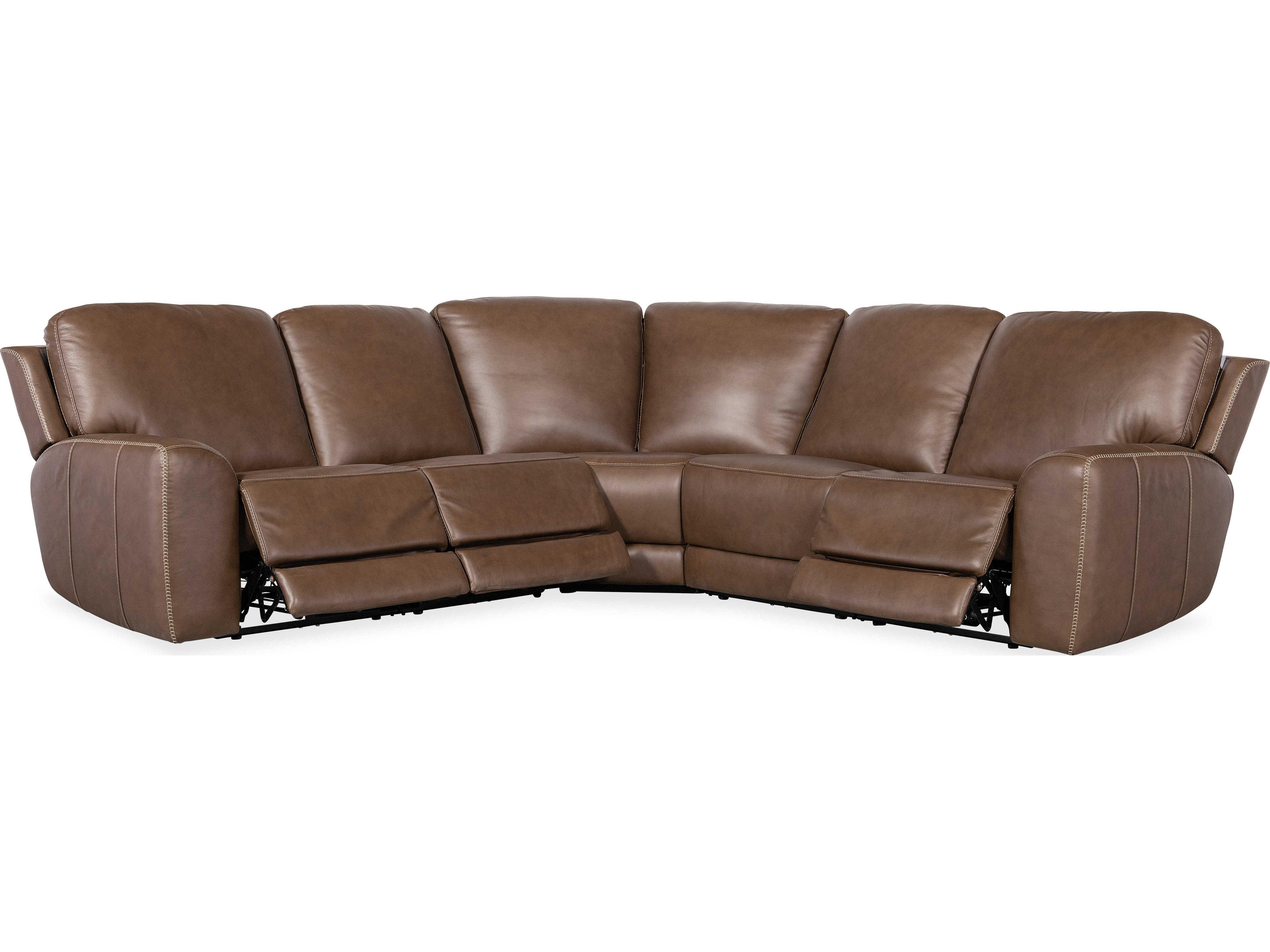 Hooker Furniture Torres Reclining 5 - Piece Brown Leather Sectional Sofa