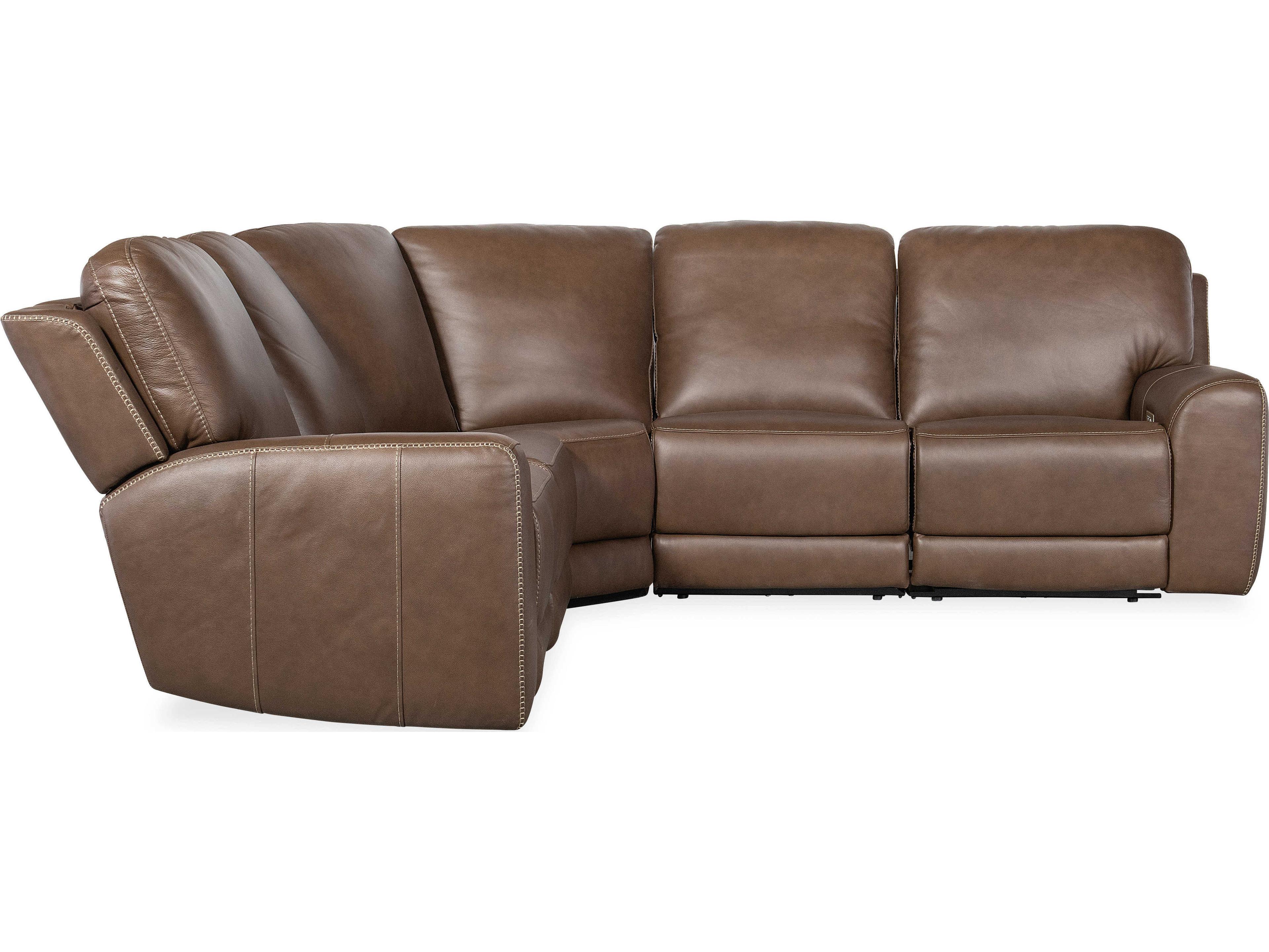 Hooker Furniture Torres Reclining 5 - Piece Brown Leather Sectional Sofa