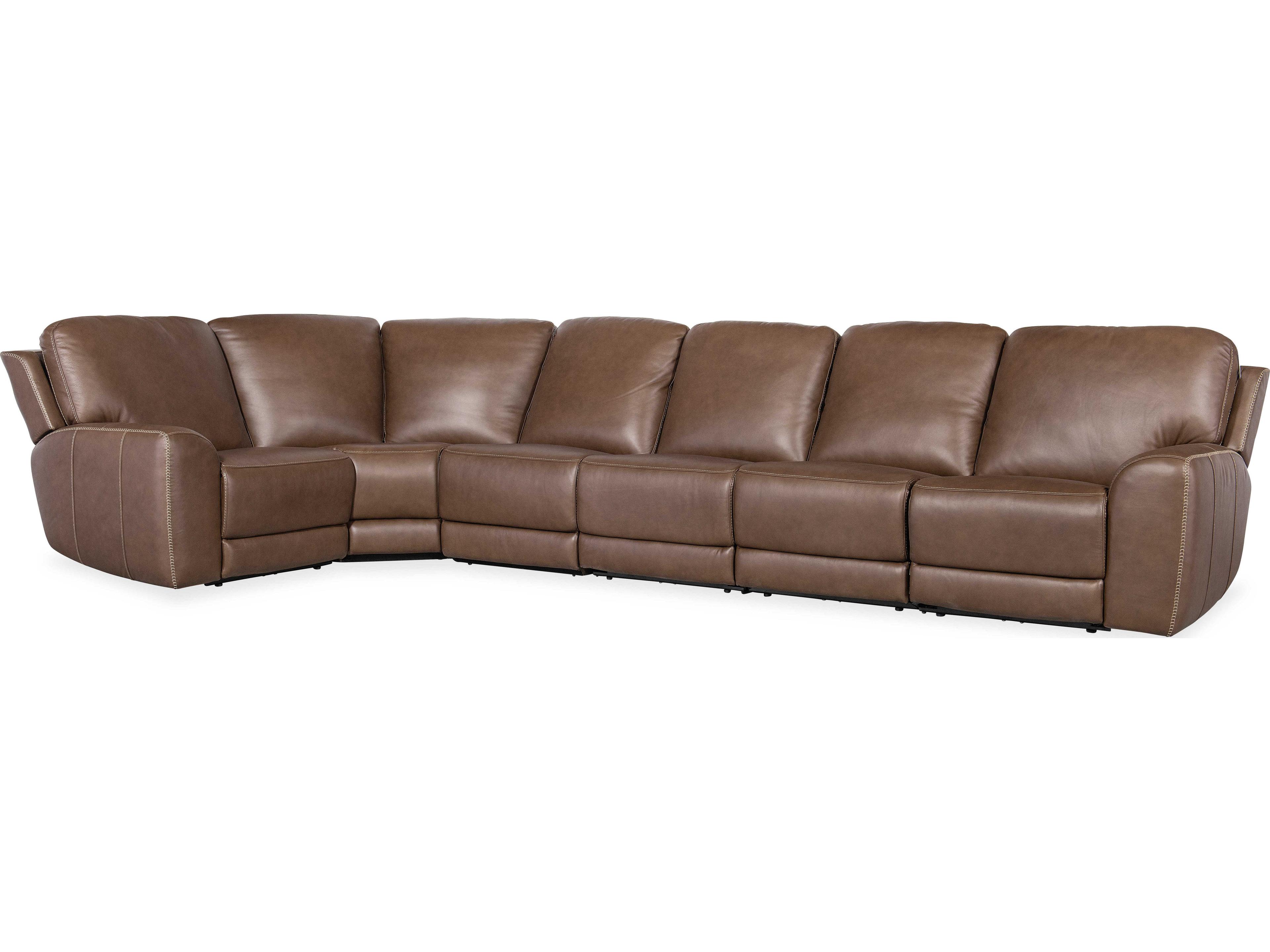 Hooker Furniture Torres Reclining 6 - Piece Brown Leather Sectional Sofa