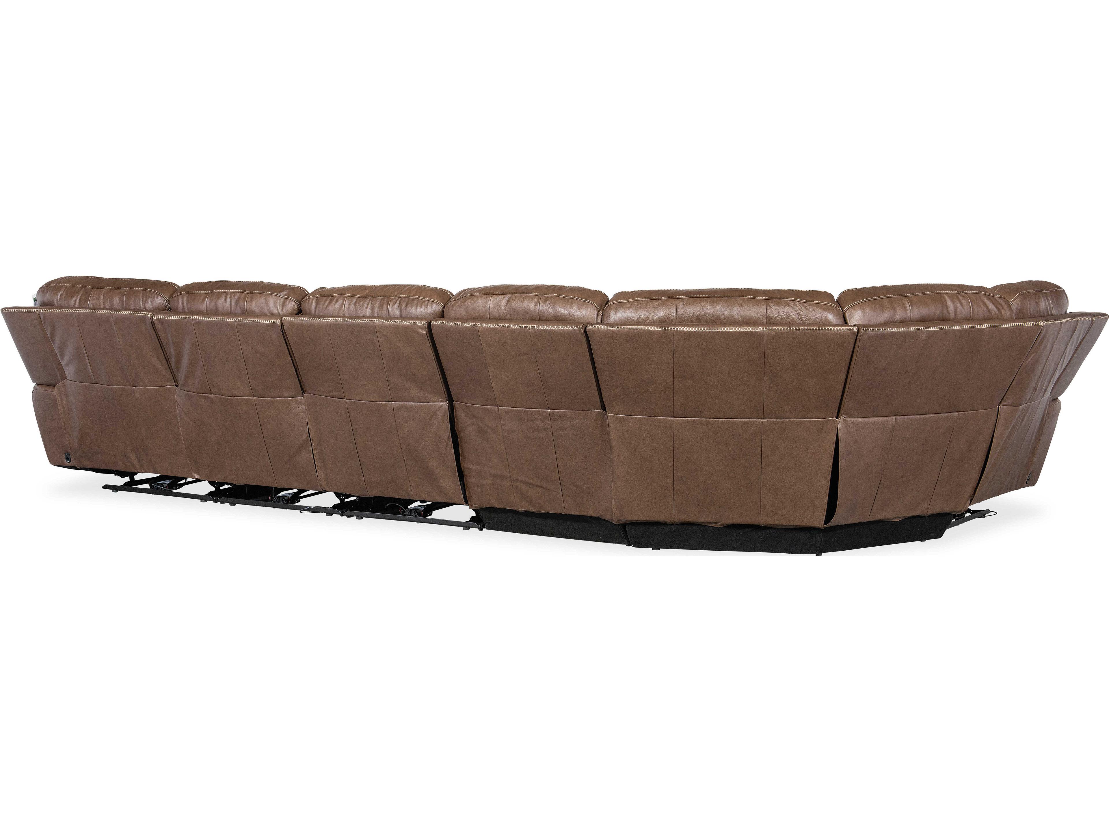 Hooker Furniture Torres Reclining 6 - Piece Brown Leather Sectional Sofa