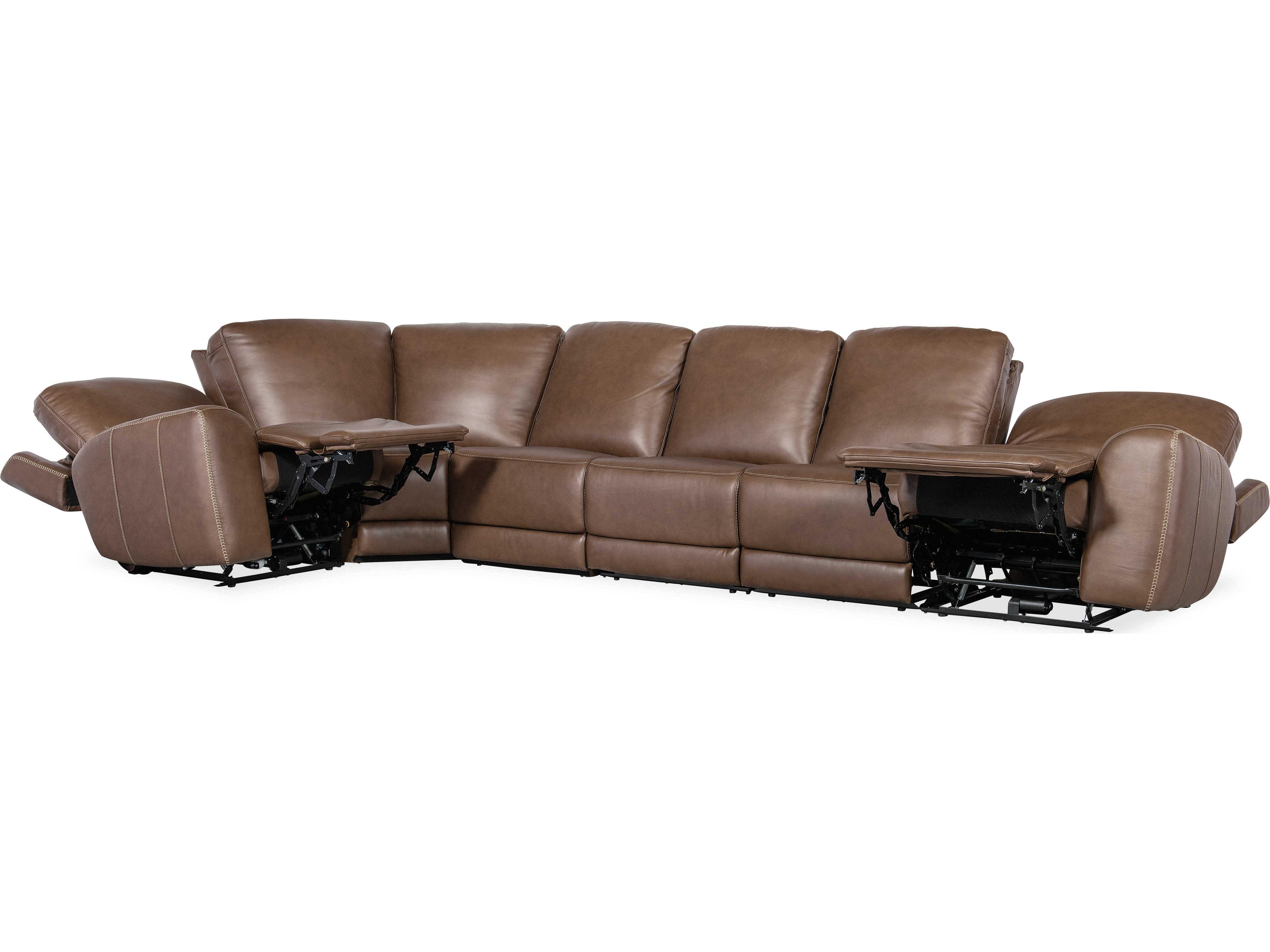 Hooker Furniture Torres Reclining 6 - Piece Brown Leather Sectional Sofa