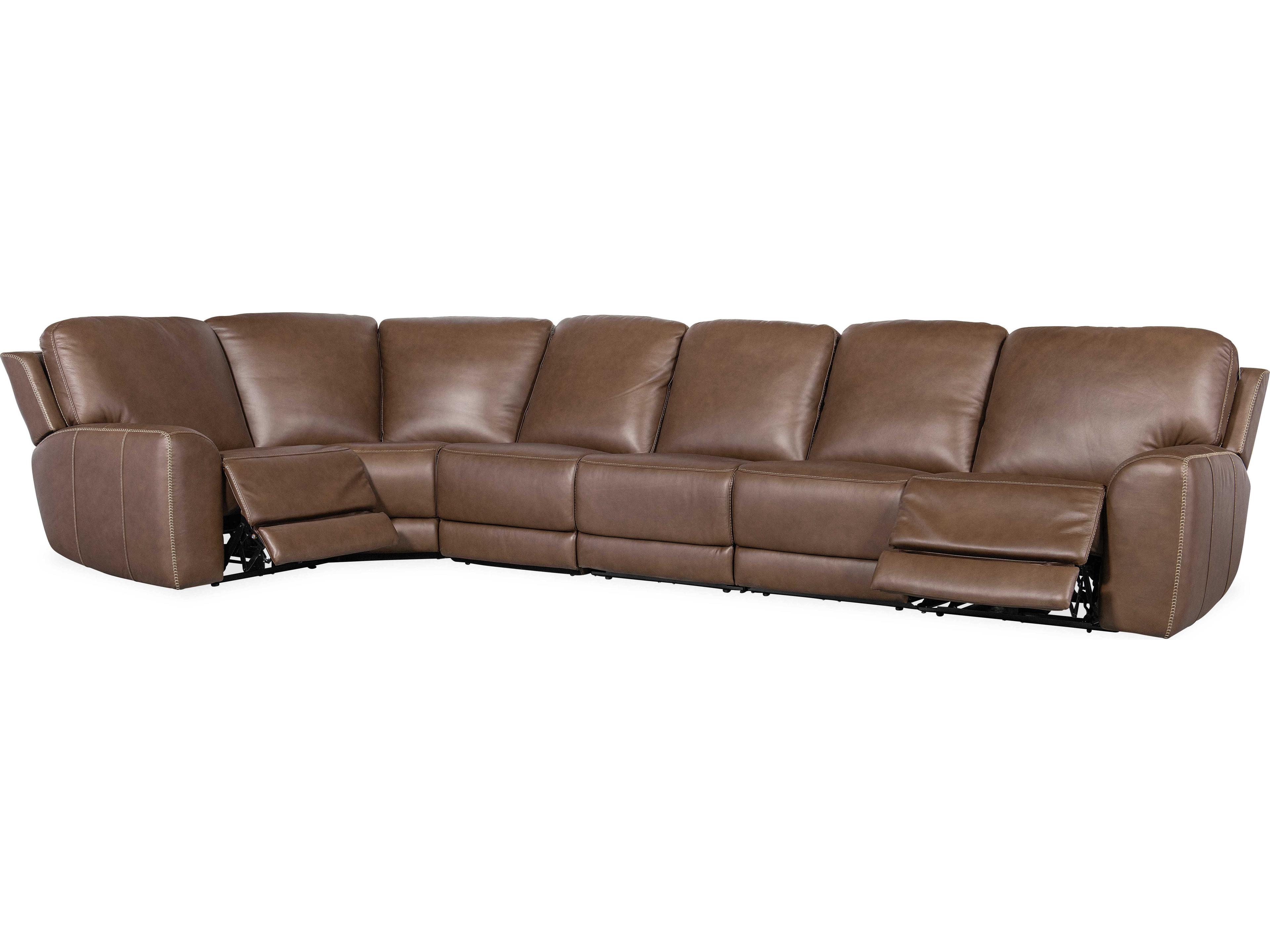 Hooker Furniture Torres Reclining 6 - Piece Brown Leather Sectional Sofa