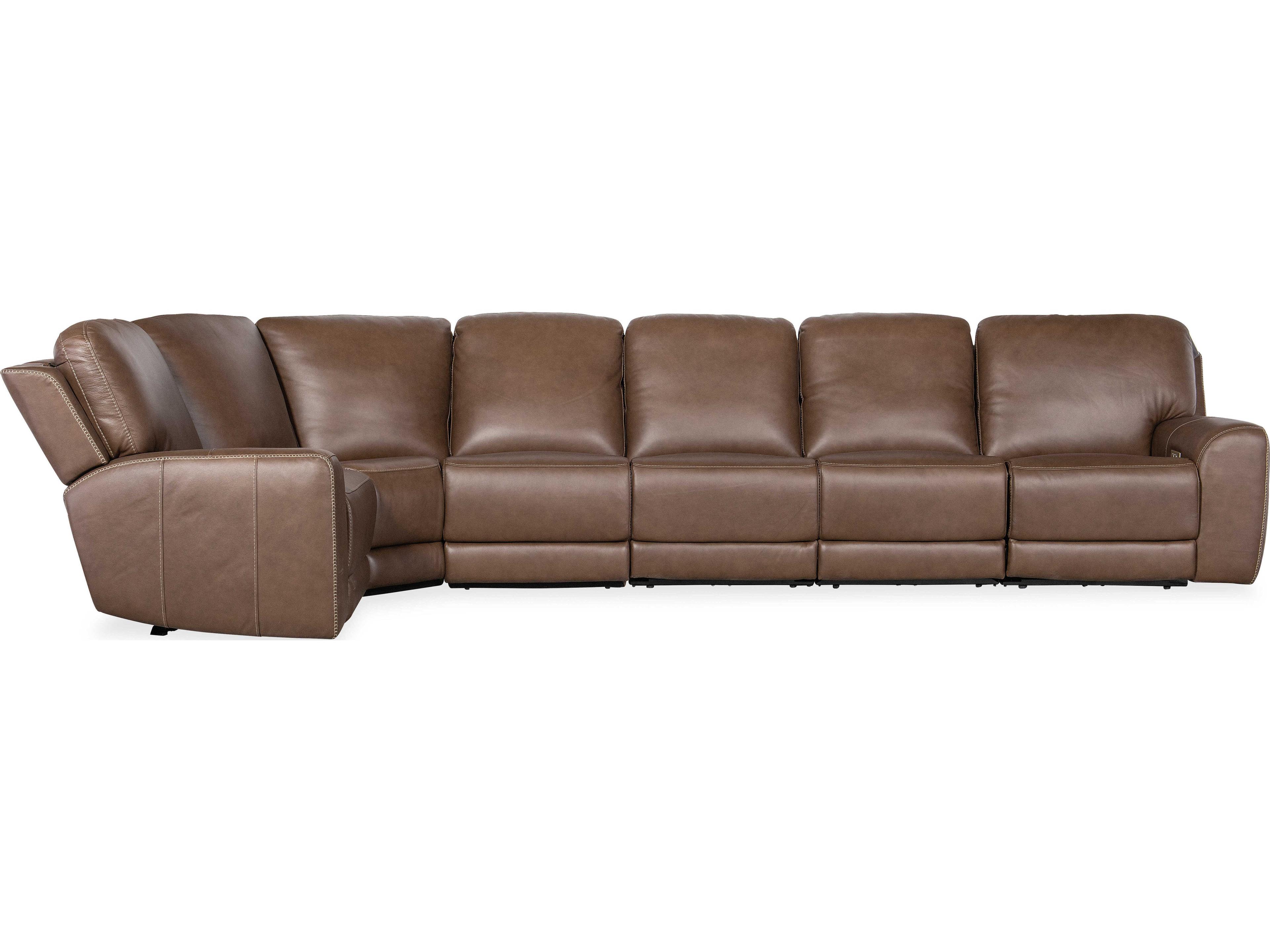Hooker Furniture Torres Reclining 6 - Piece Brown Leather Sectional Sofa