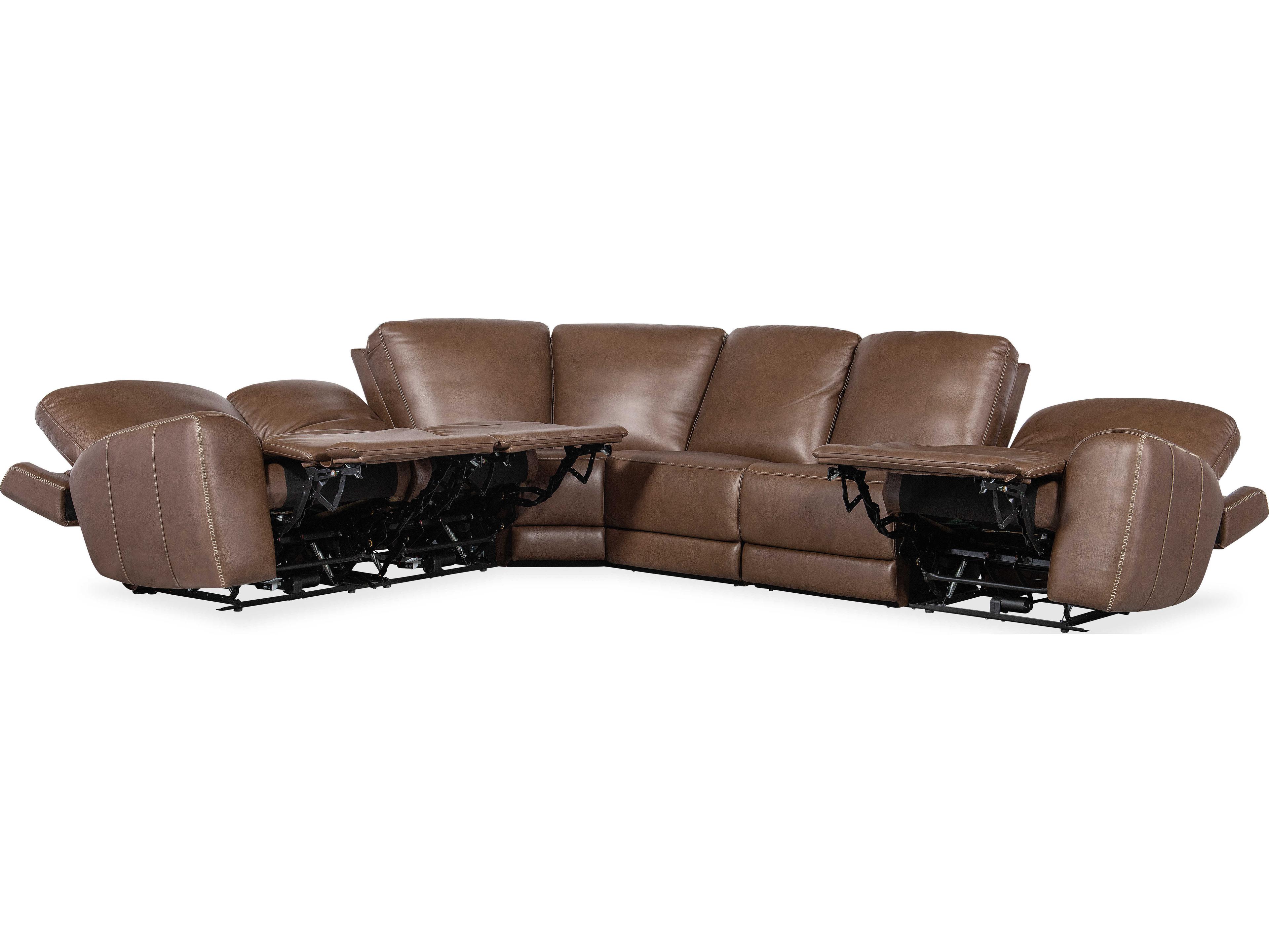 Hooker Furniture Torres Reclining 6 - Piece Brown Leather Sectional Sofa
