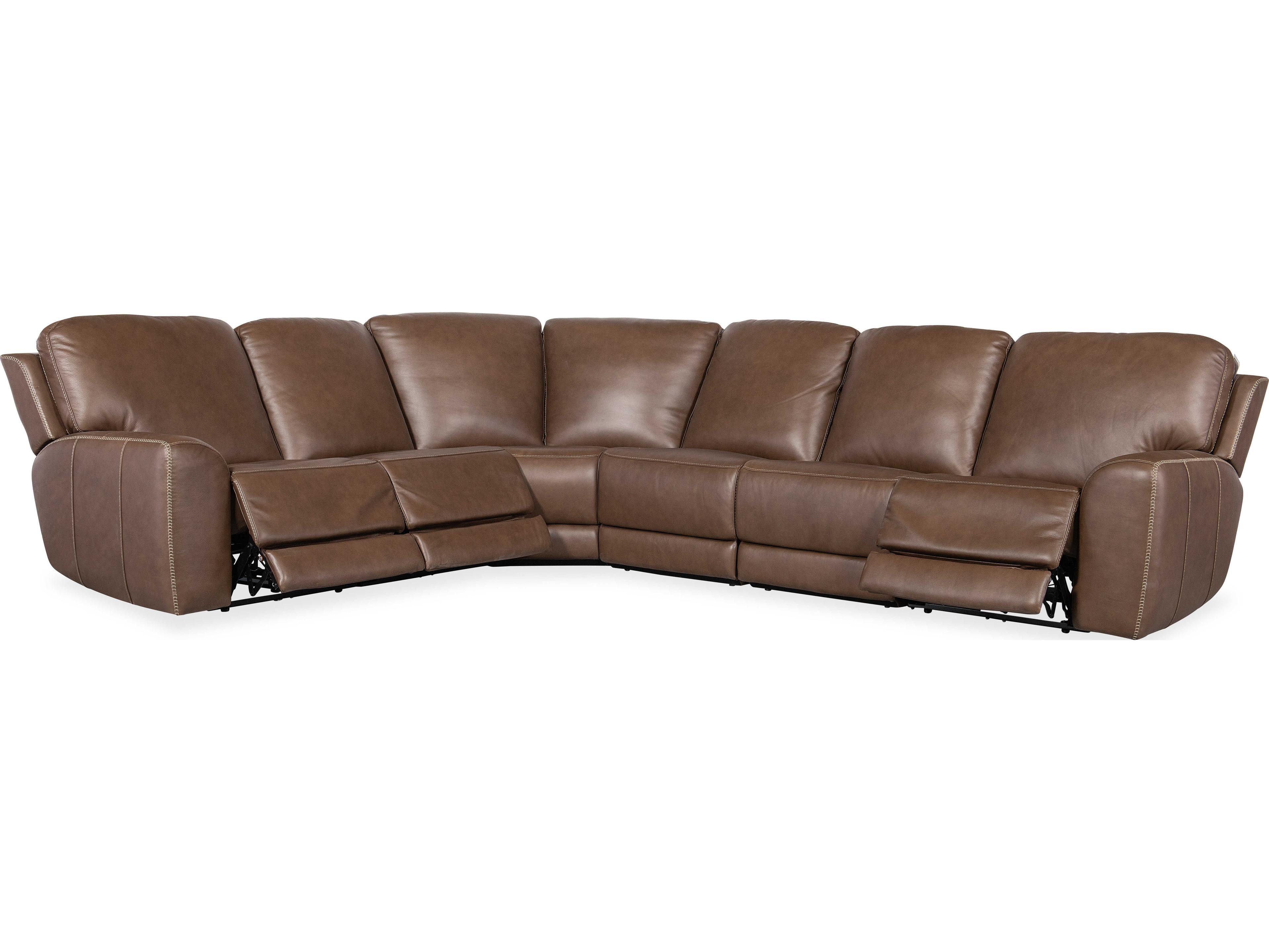 Hooker Furniture Torres Reclining 6 - Piece Brown Leather Sectional Sofa