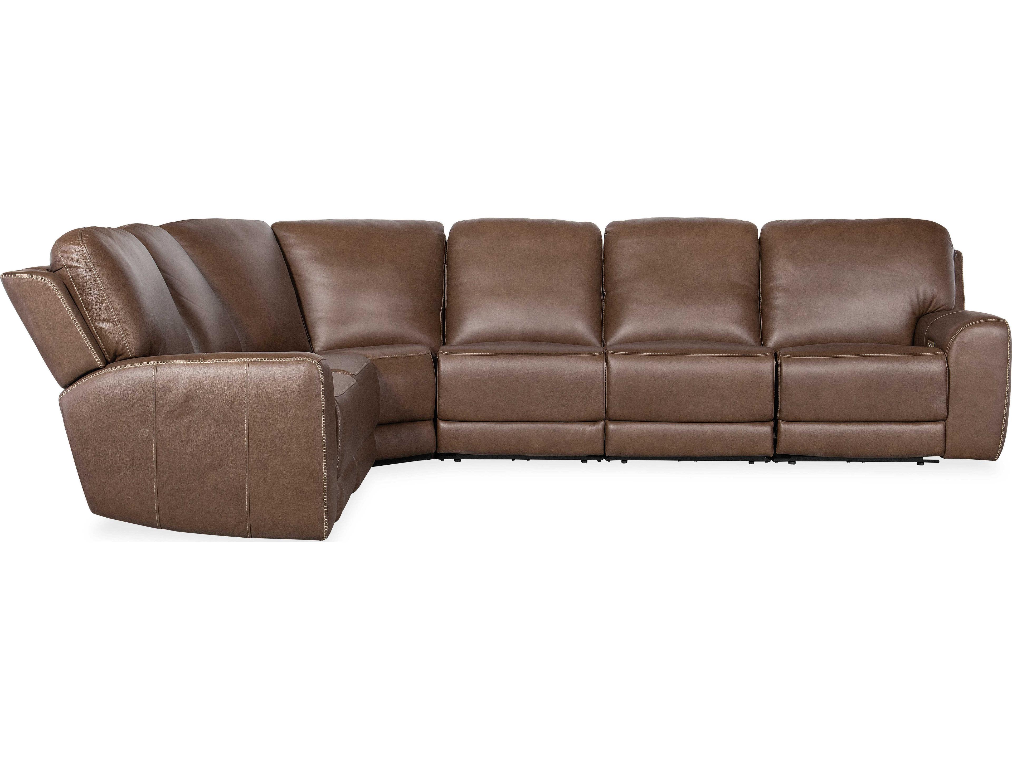 Hooker Furniture Torres Reclining 6 - Piece Brown Leather Sectional Sofa