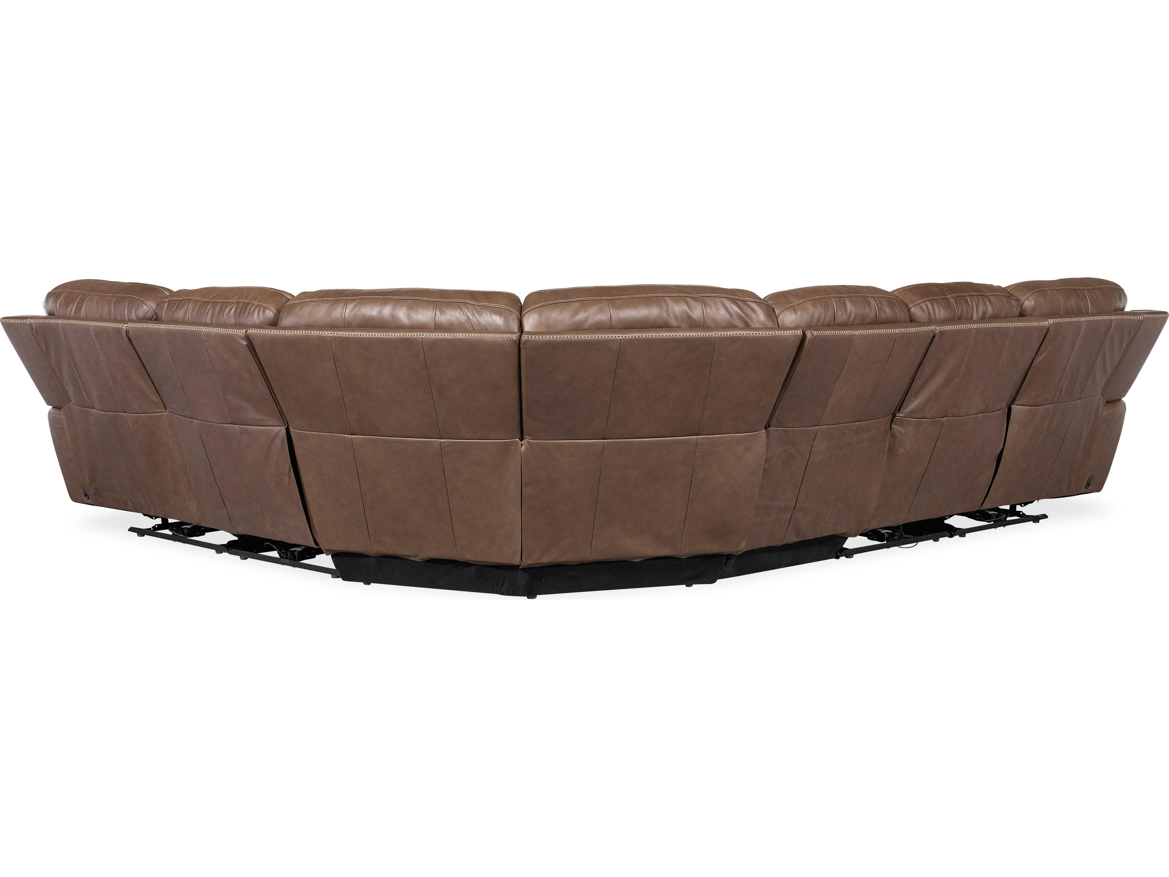 Hooker Furniture Torres Reclining 6 - Piece Brown Leather Sectional Sofa