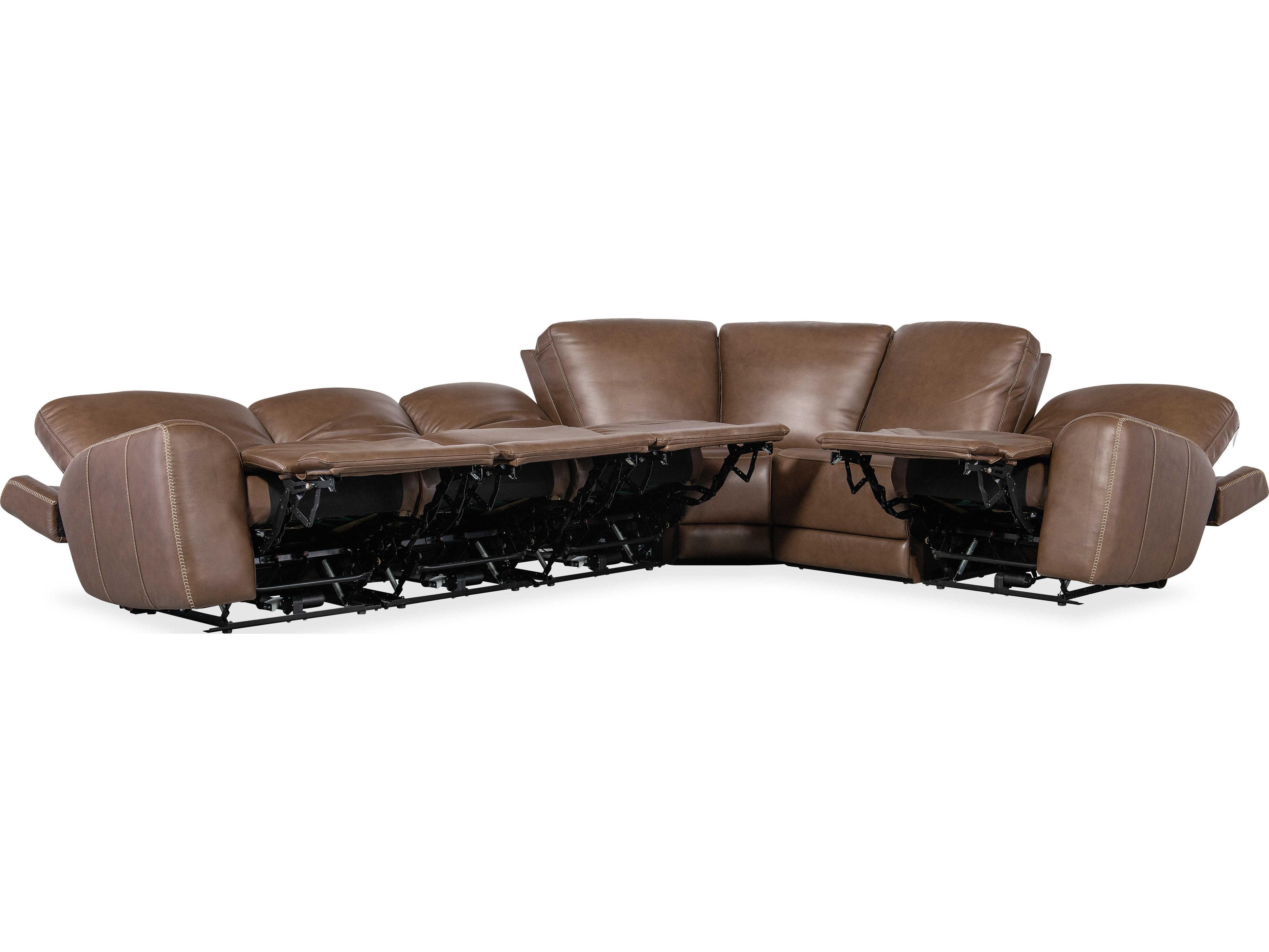 Hooker Furniture Torres Reclining 6 - Piece Brown Leather Sectional Sofa