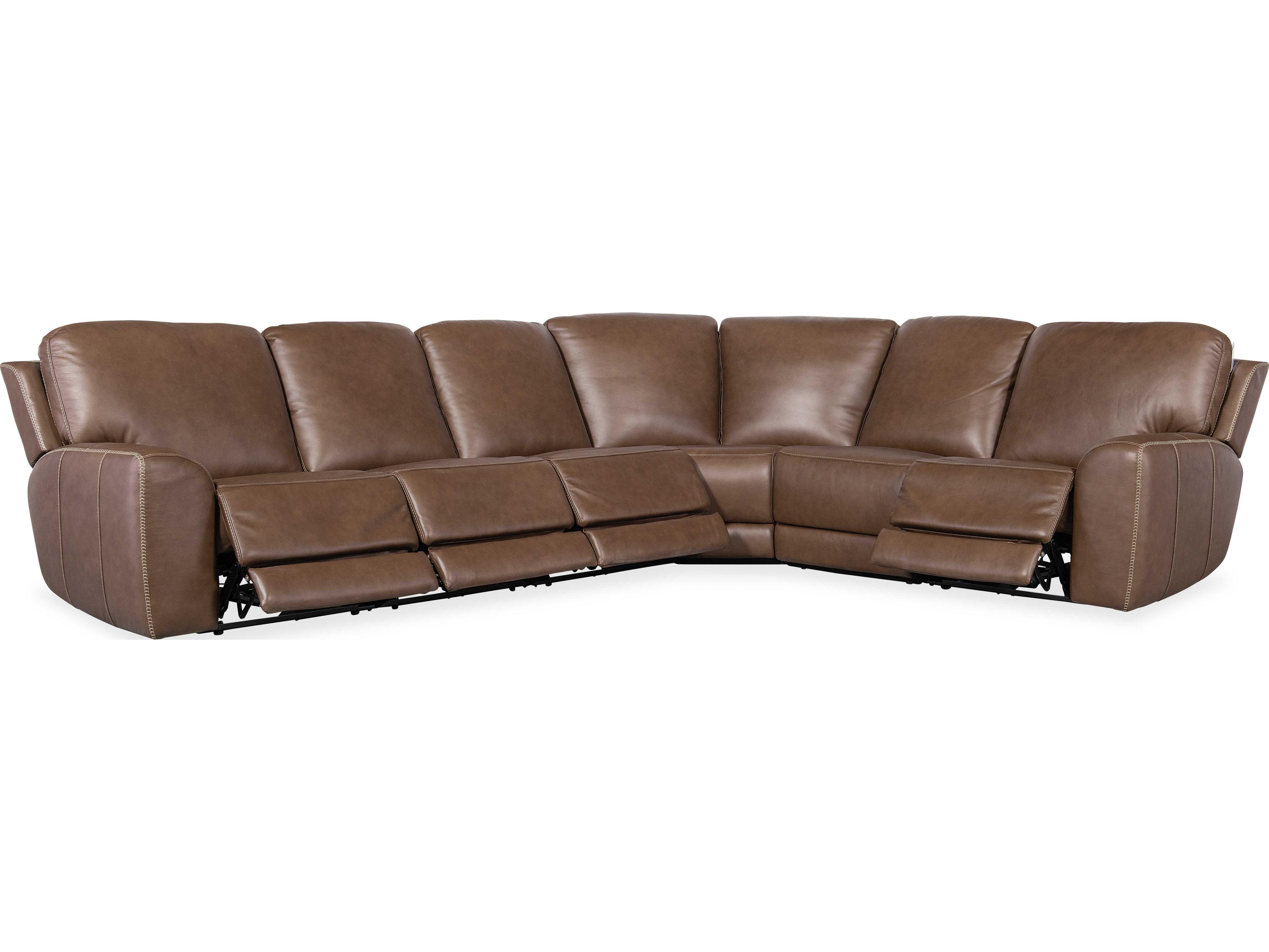 Hooker Furniture Torres Reclining 6 - Piece Brown Leather Sectional Sofa