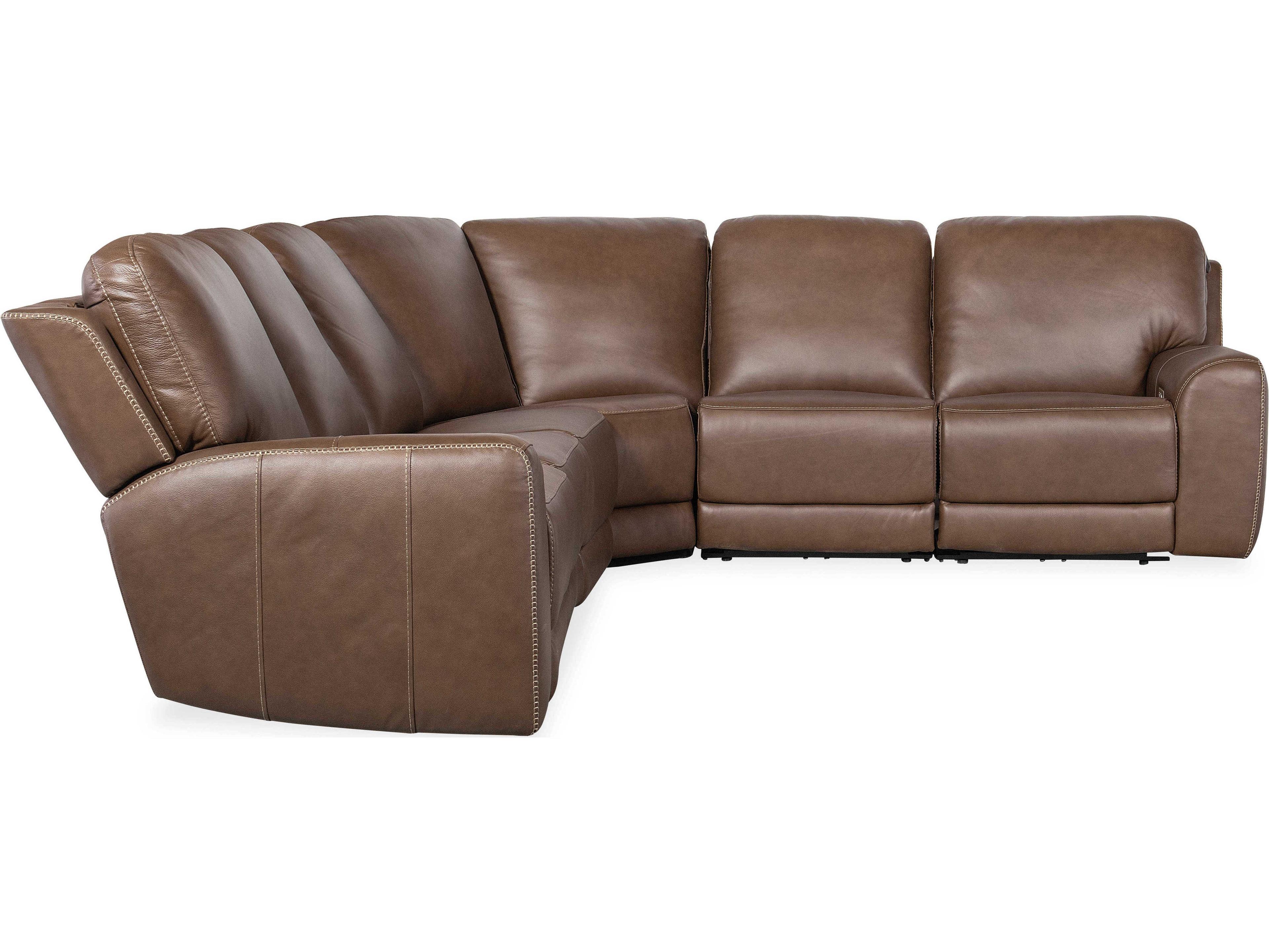 Hooker Furniture Torres Reclining 6 - Piece Brown Leather Sectional Sofa