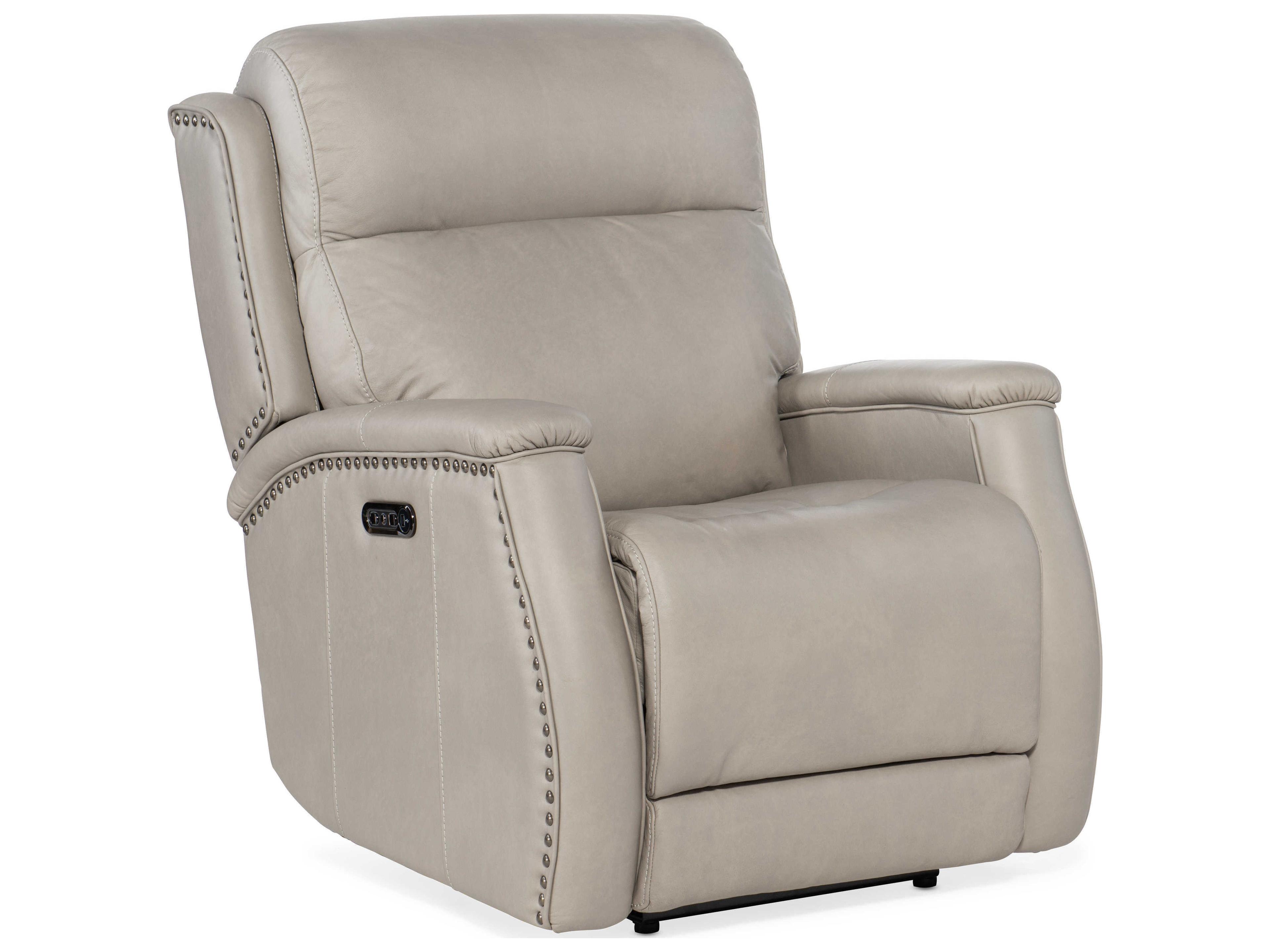 Hooker Furniture Rhea Zero Gravity Power Sahara Ash Gray Leather Recliner with Headrest