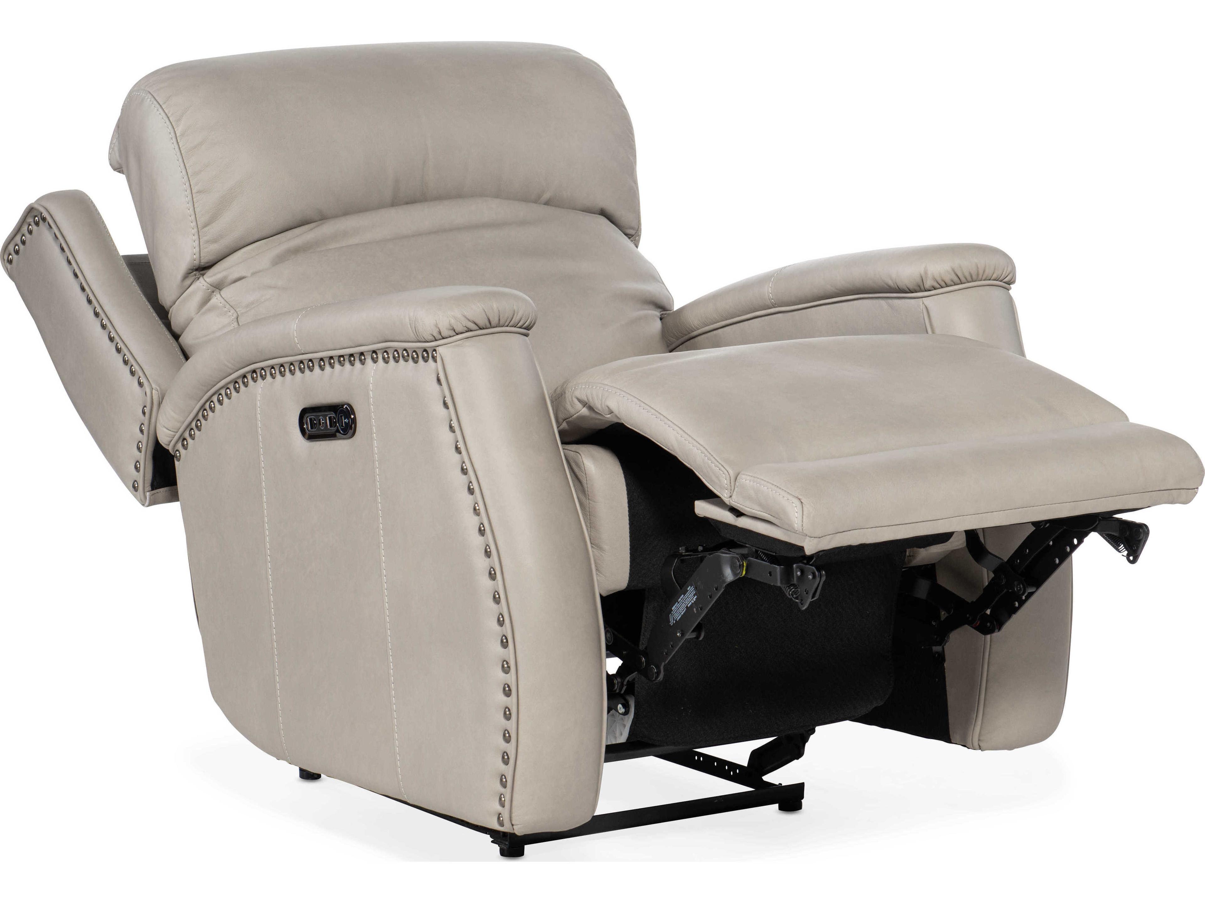 Hooker Furniture Rhea Zero Gravity Power Sahara Ash Gray Leather Recliner with Headrest