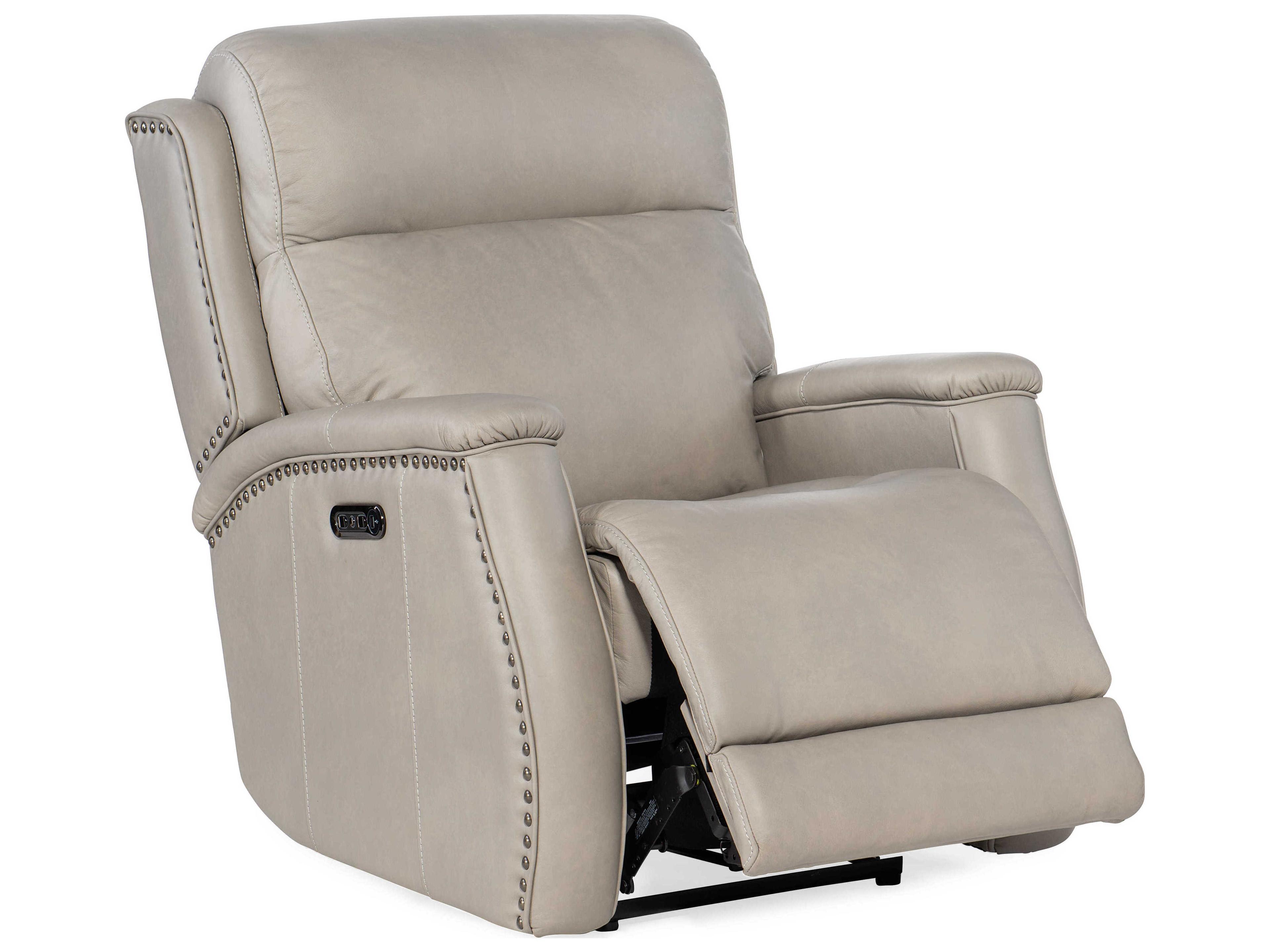 Hooker Furniture Rhea Zero Gravity Power Sahara Ash Gray Leather Recliner with Headrest