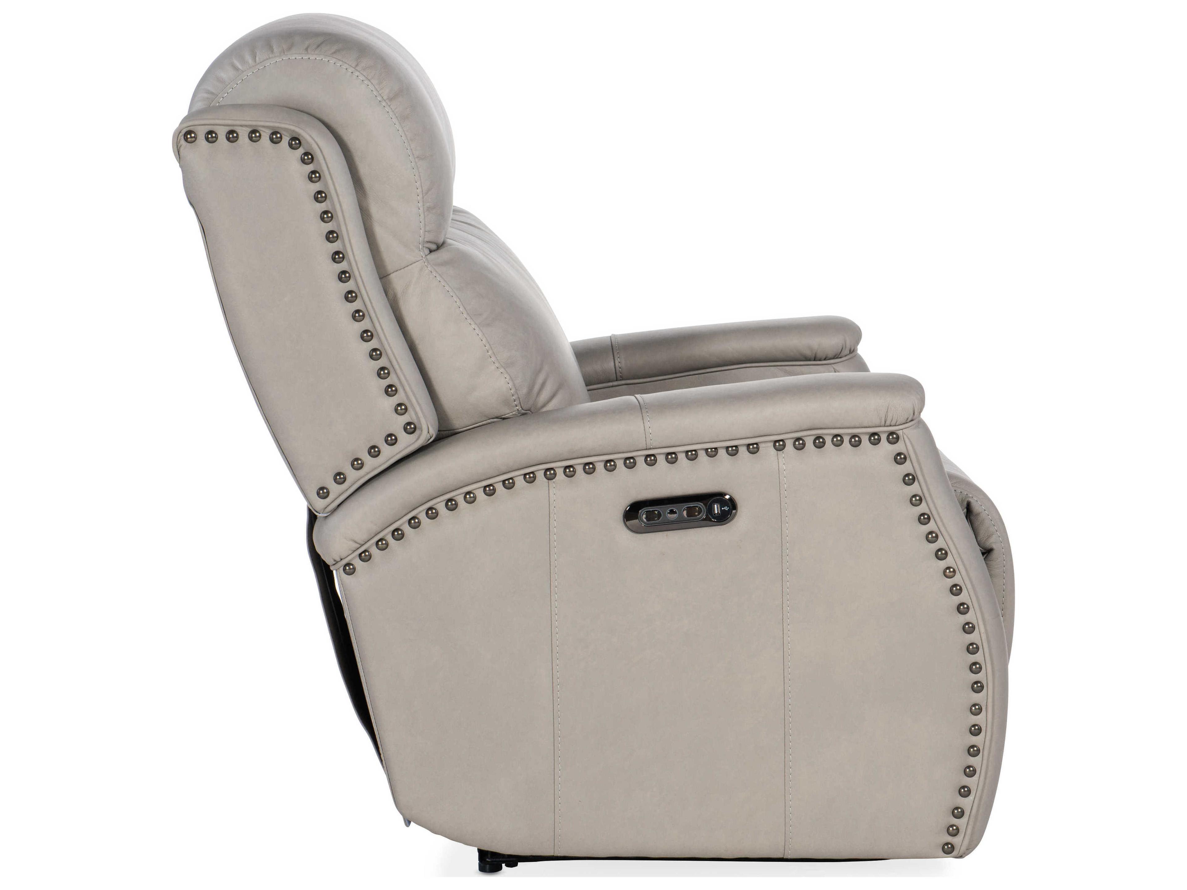 Hooker Furniture Rhea Zero Gravity Power Sahara Ash Gray Leather Recliner with Headrest