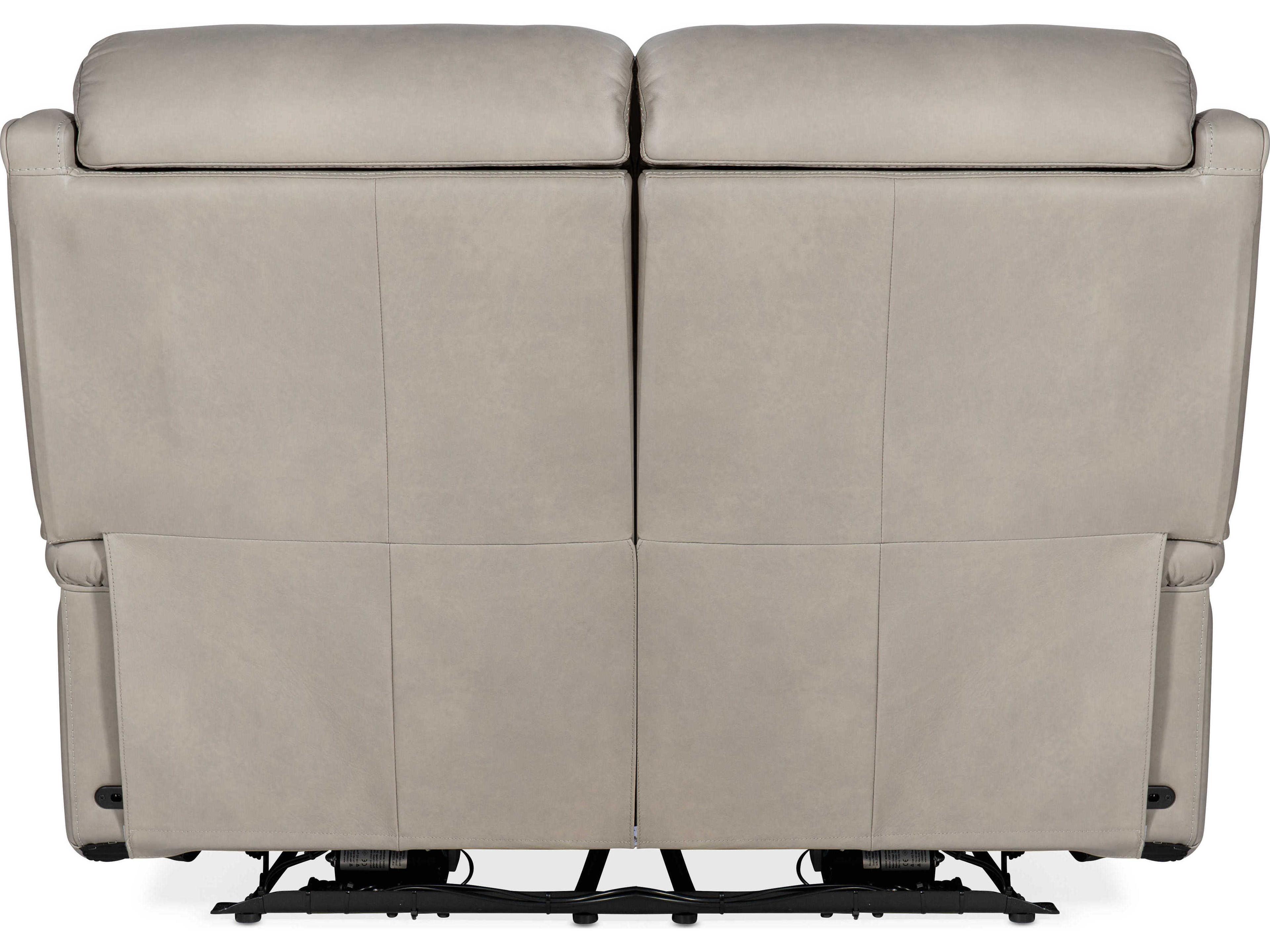 Hooker Furniture Rhea Zero Gravity Power Recline Sahara Ash Gray Leather Loveseat with Headrest