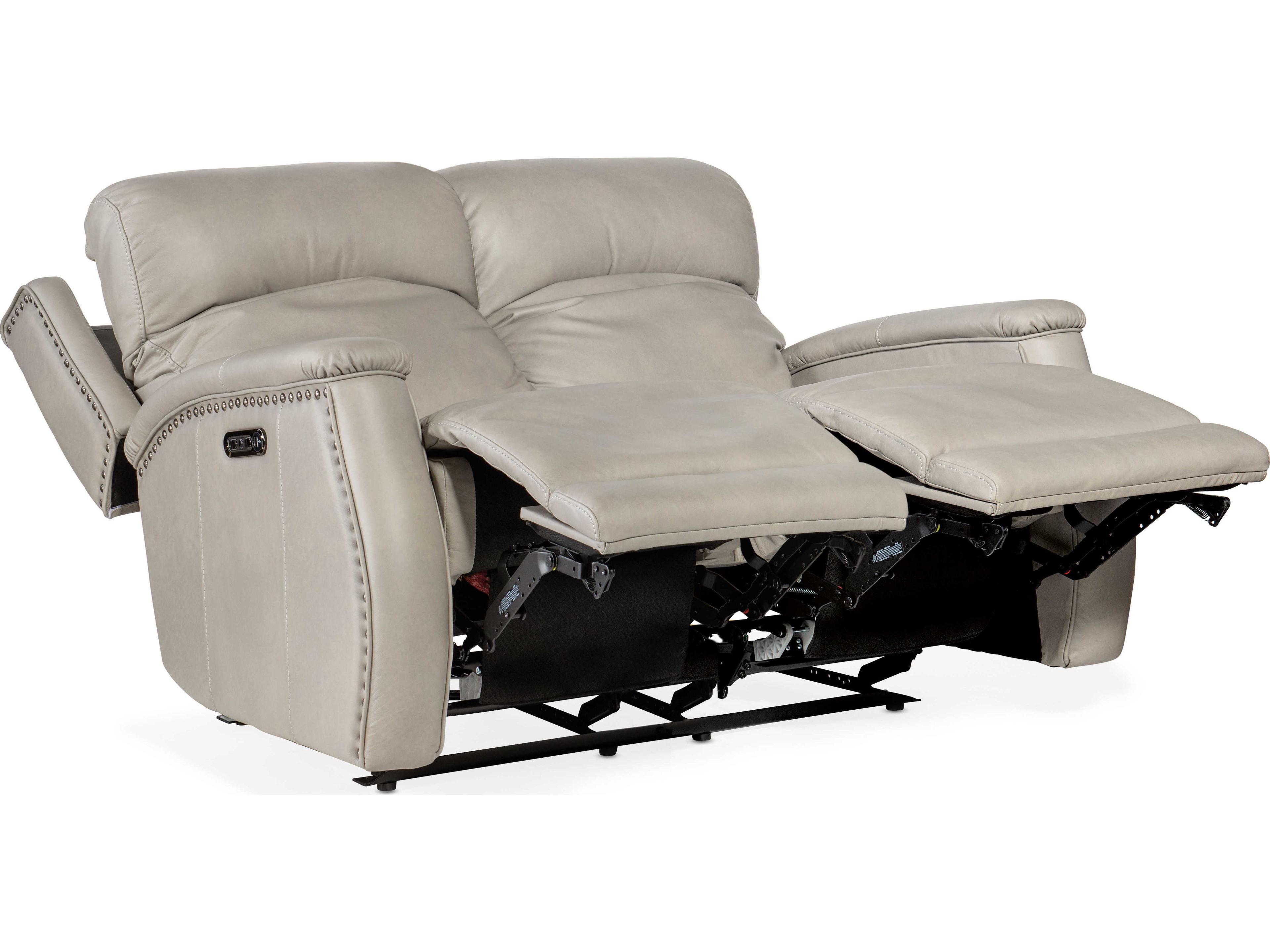 Hooker Furniture Rhea Zero Gravity Power Recline Sahara Ash Gray Leather Loveseat with Headrest