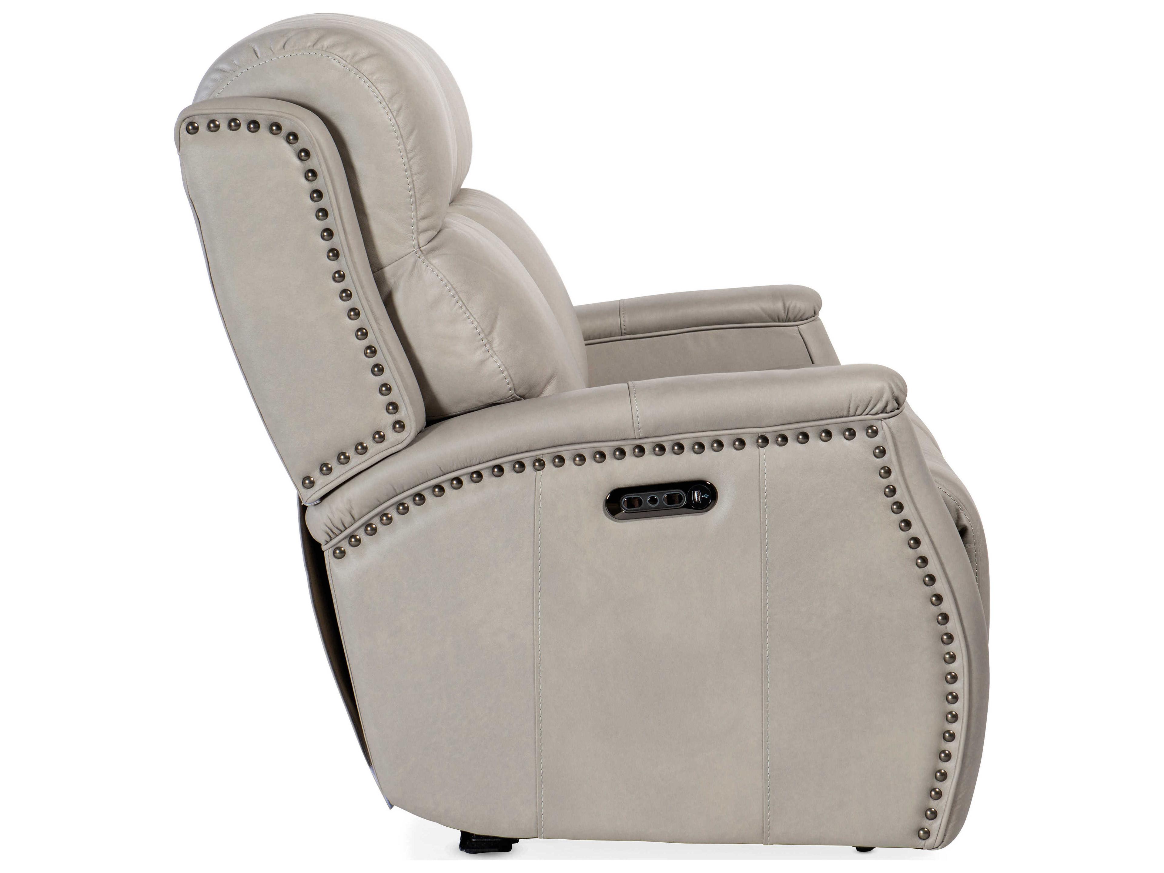 Hooker Furniture Rhea Zero Gravity Power Recline Sahara Ash Gray Leather Loveseat with Headrest