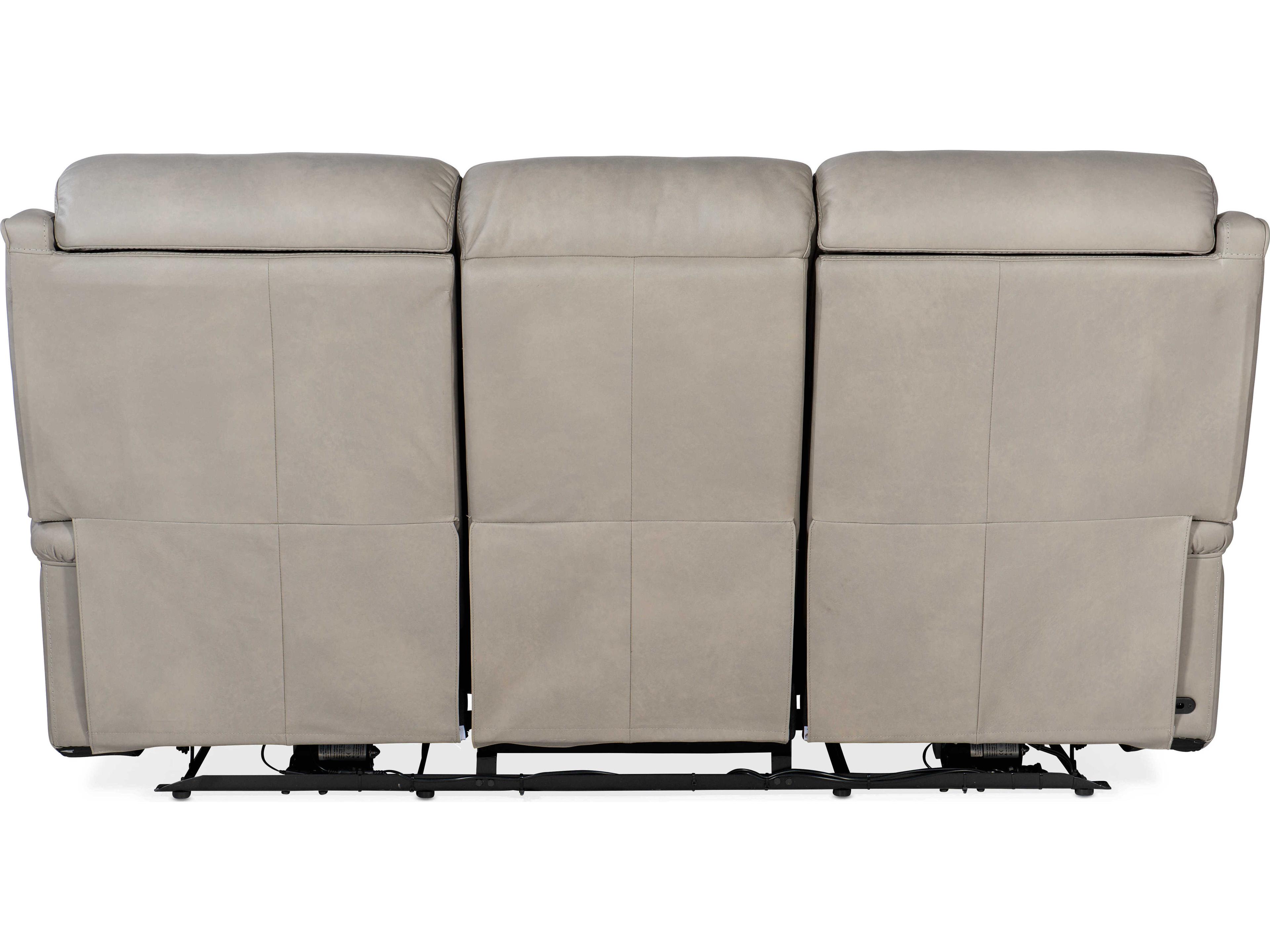 Hooker Furniture Rhea Zero Gravity Power Recline Sahara Ash Gray Leather Sofa with Headrest