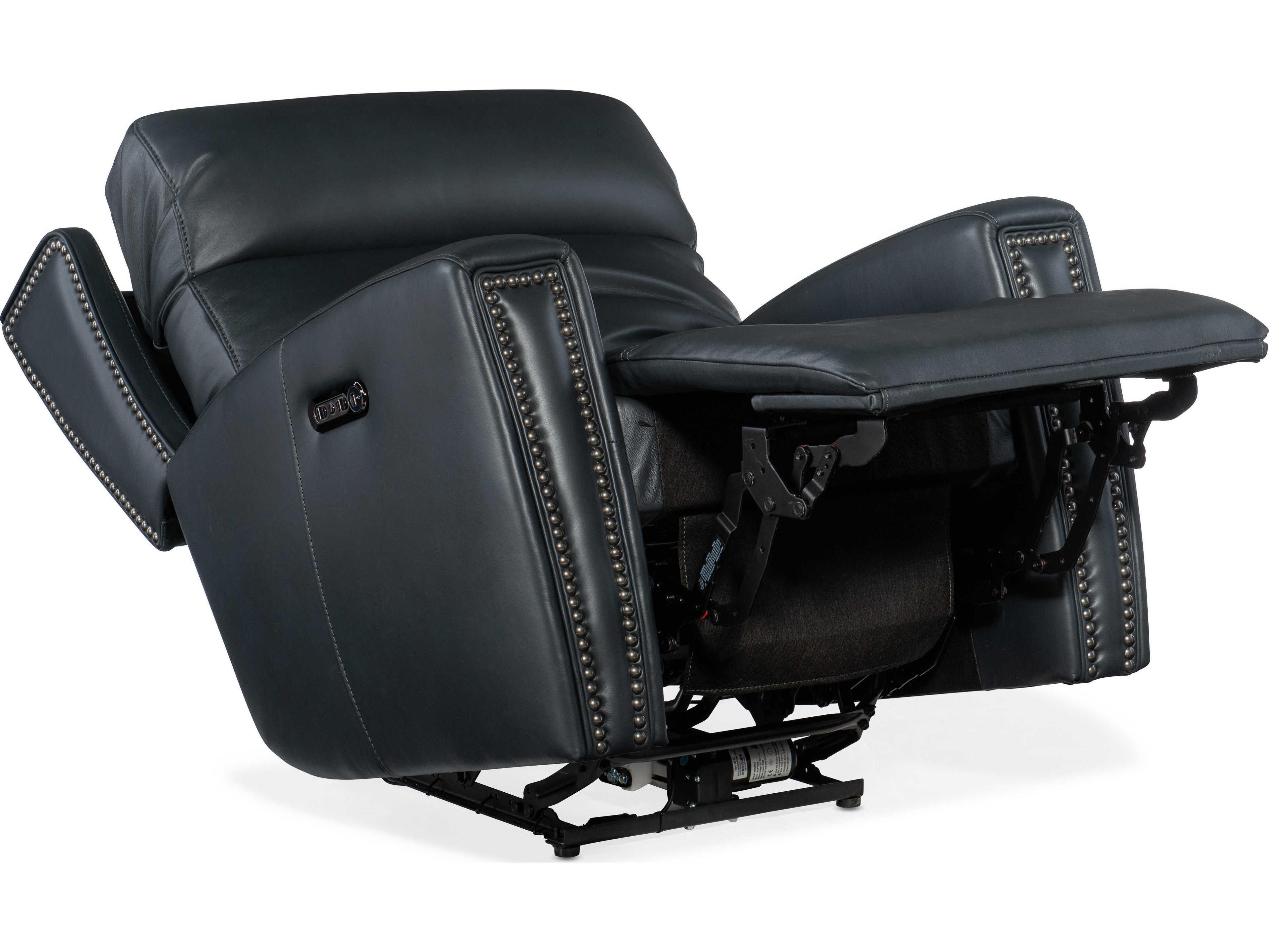 Hooker Furniture Ruthe Zero Gravity Power Salvo Denim Black Leather Recliner with Headrest