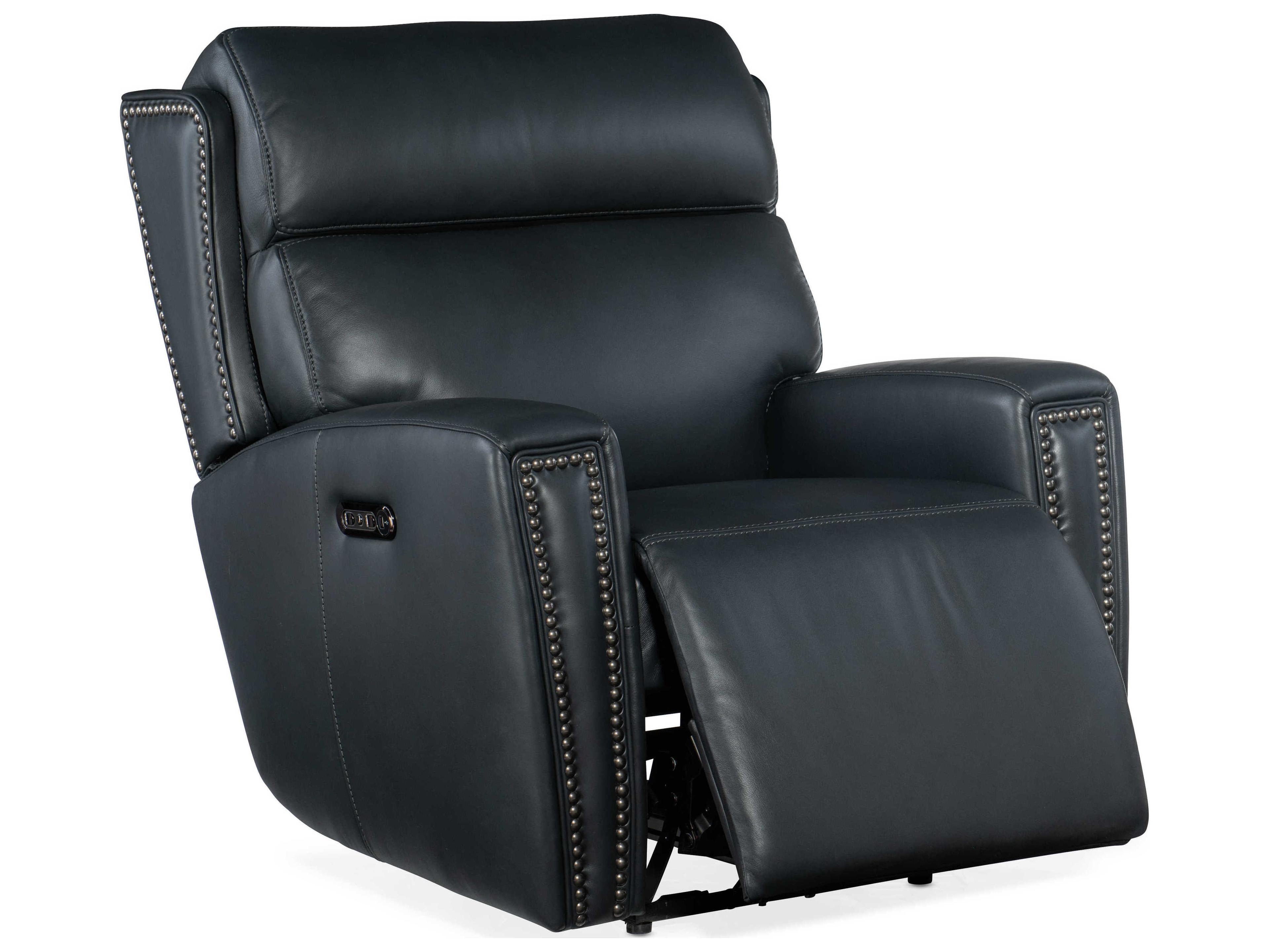 Hooker Furniture Ruthe Zero Gravity Power Salvo Denim Black Leather Recliner with Headrest
