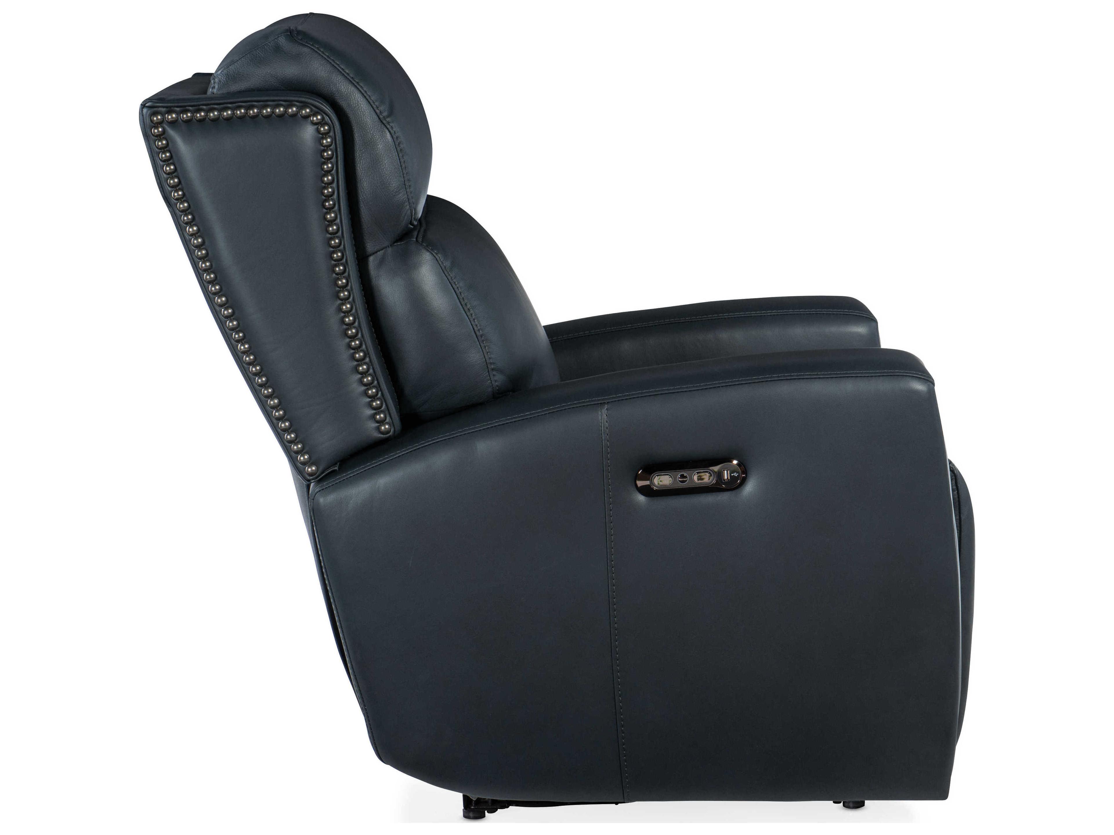 Hooker Furniture Ruthe Zero Gravity Power Salvo Denim Black Leather Recliner with Headrest