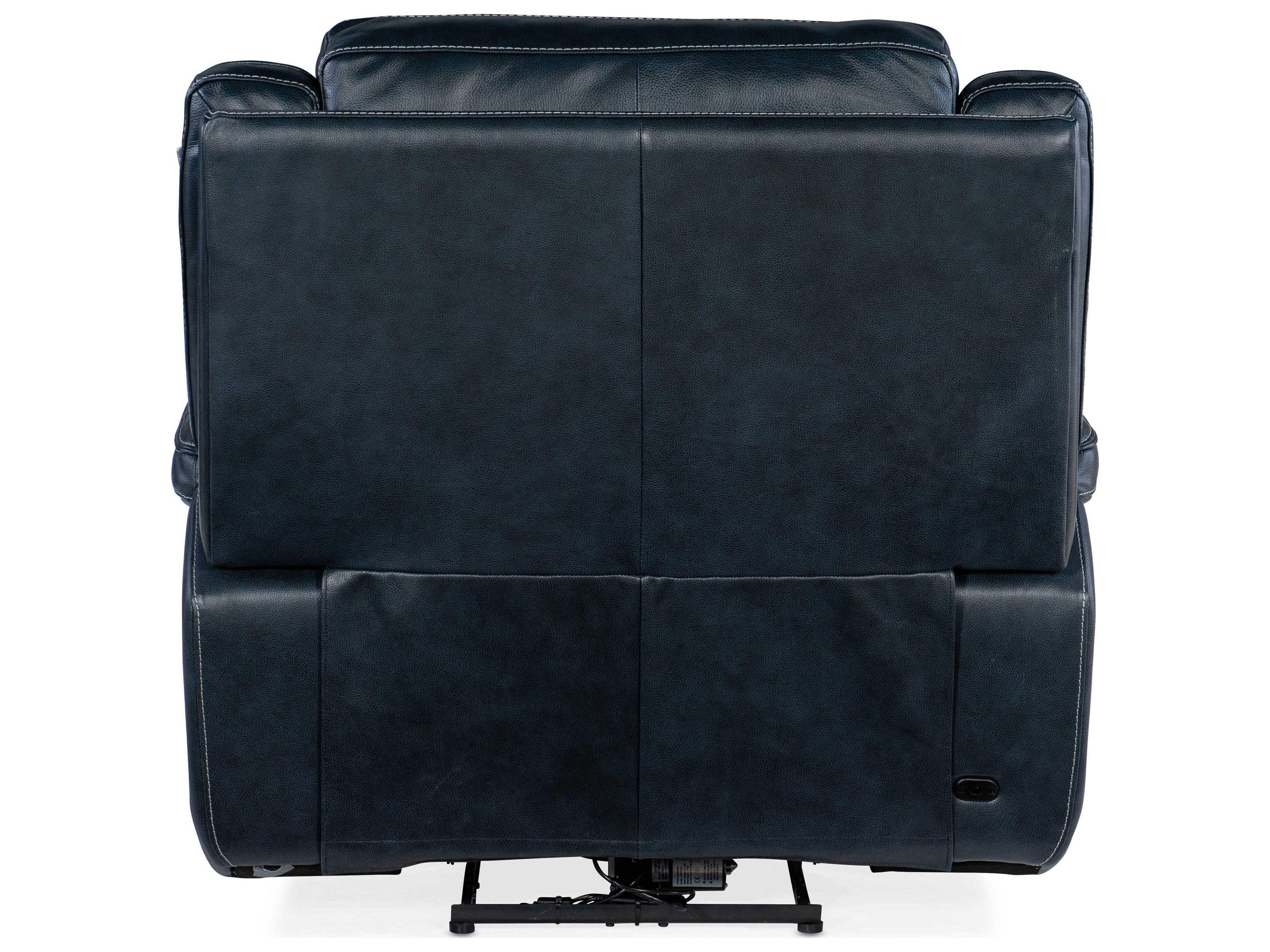 Luxecor Montel Lay Flat Power Cosmos Cobalt Black Leather Recliner with Headrest & Lumbar